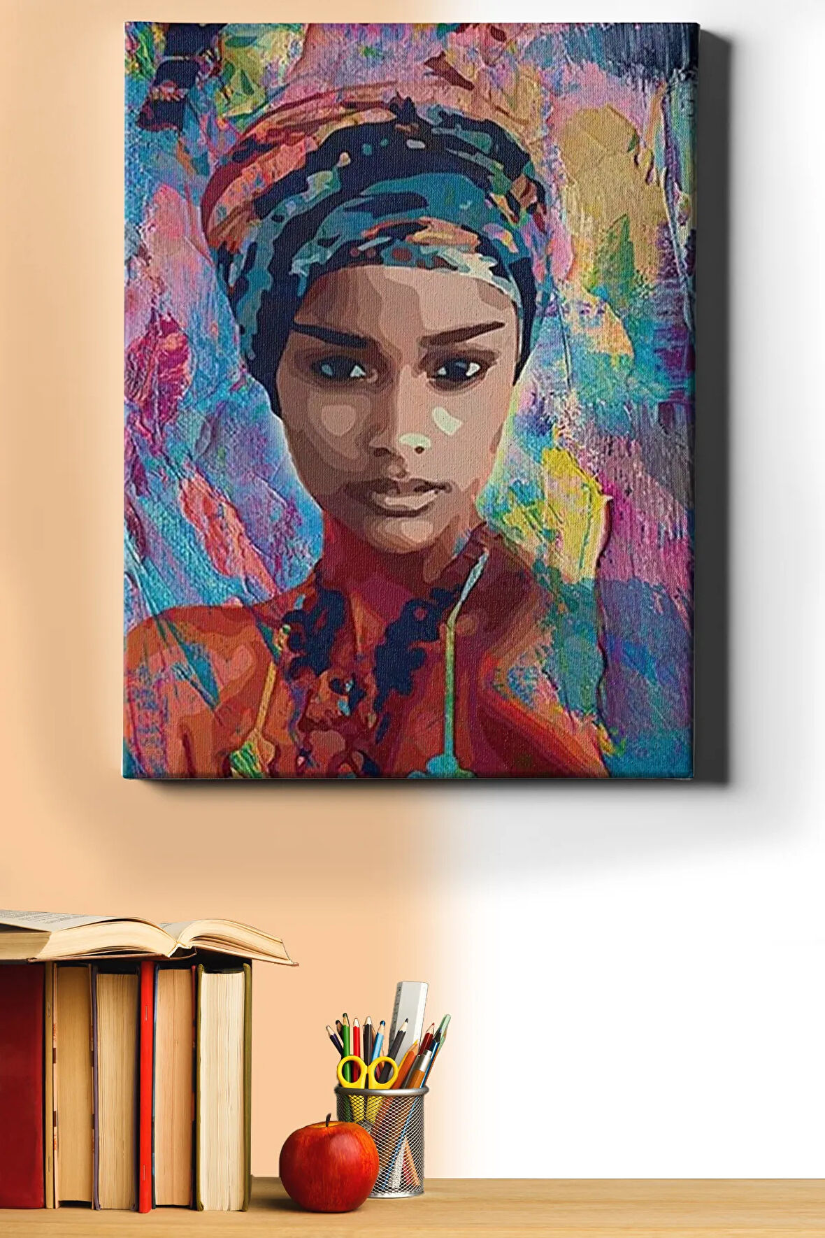 Afrikalı Güzel 6 Sayılarla Boyama Seti Kasnaklı 50x65