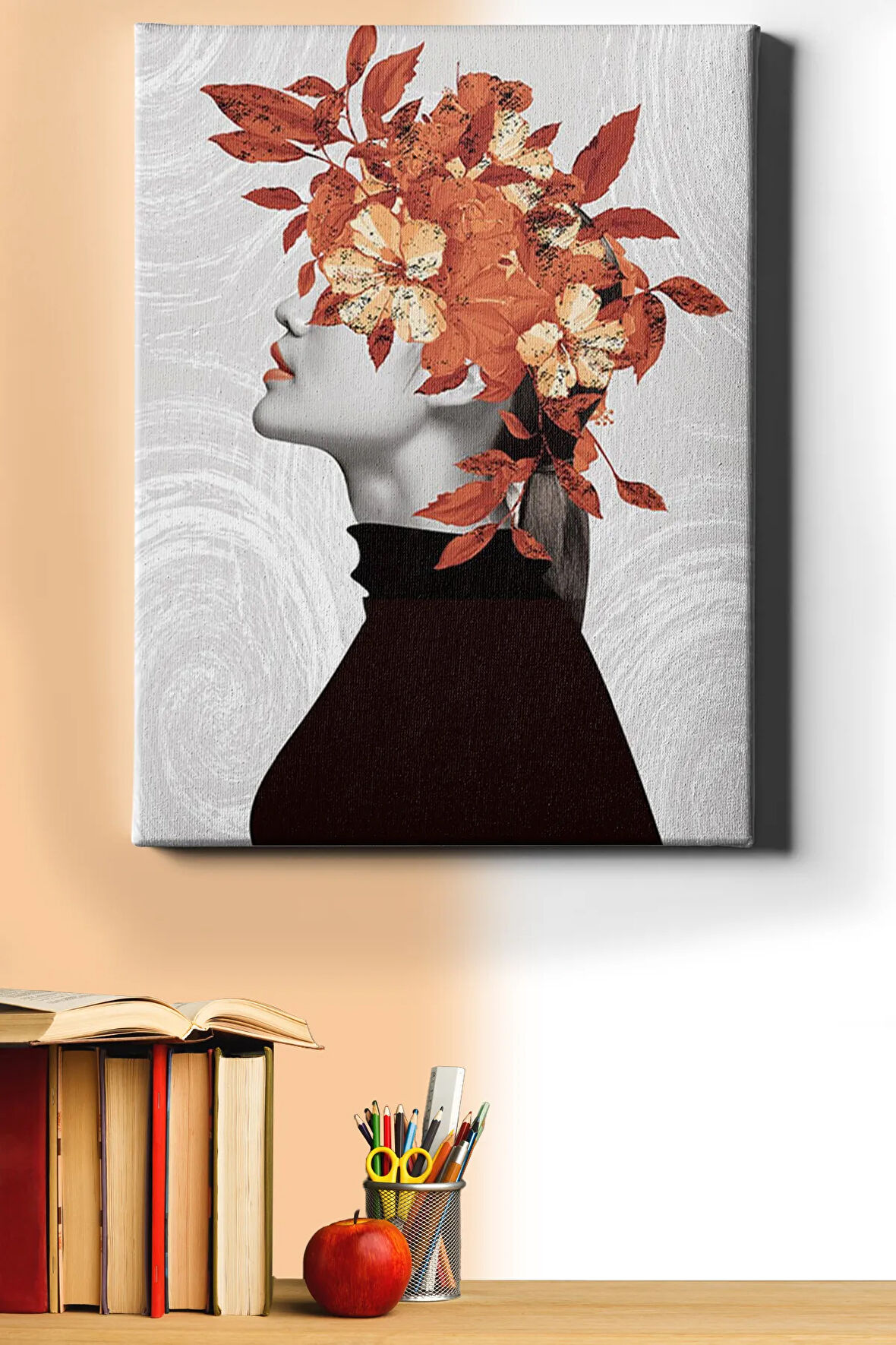Çiçek Kadın 9 Renkli Sayılarla Boyama Seti Kasnaklı 40x50 Cm