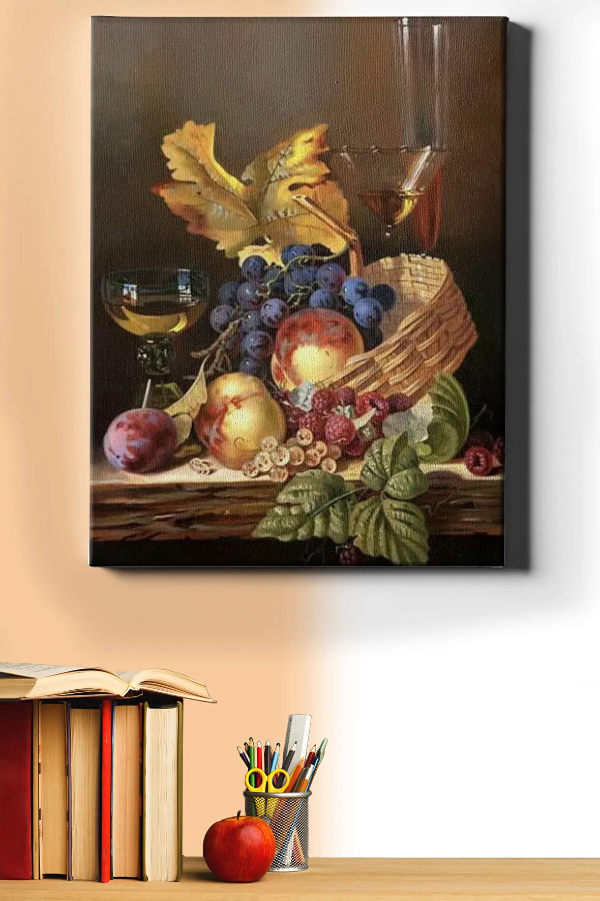 Meyve Sepeti Sayılarla Boyama Seti Kasnaklı 60x75