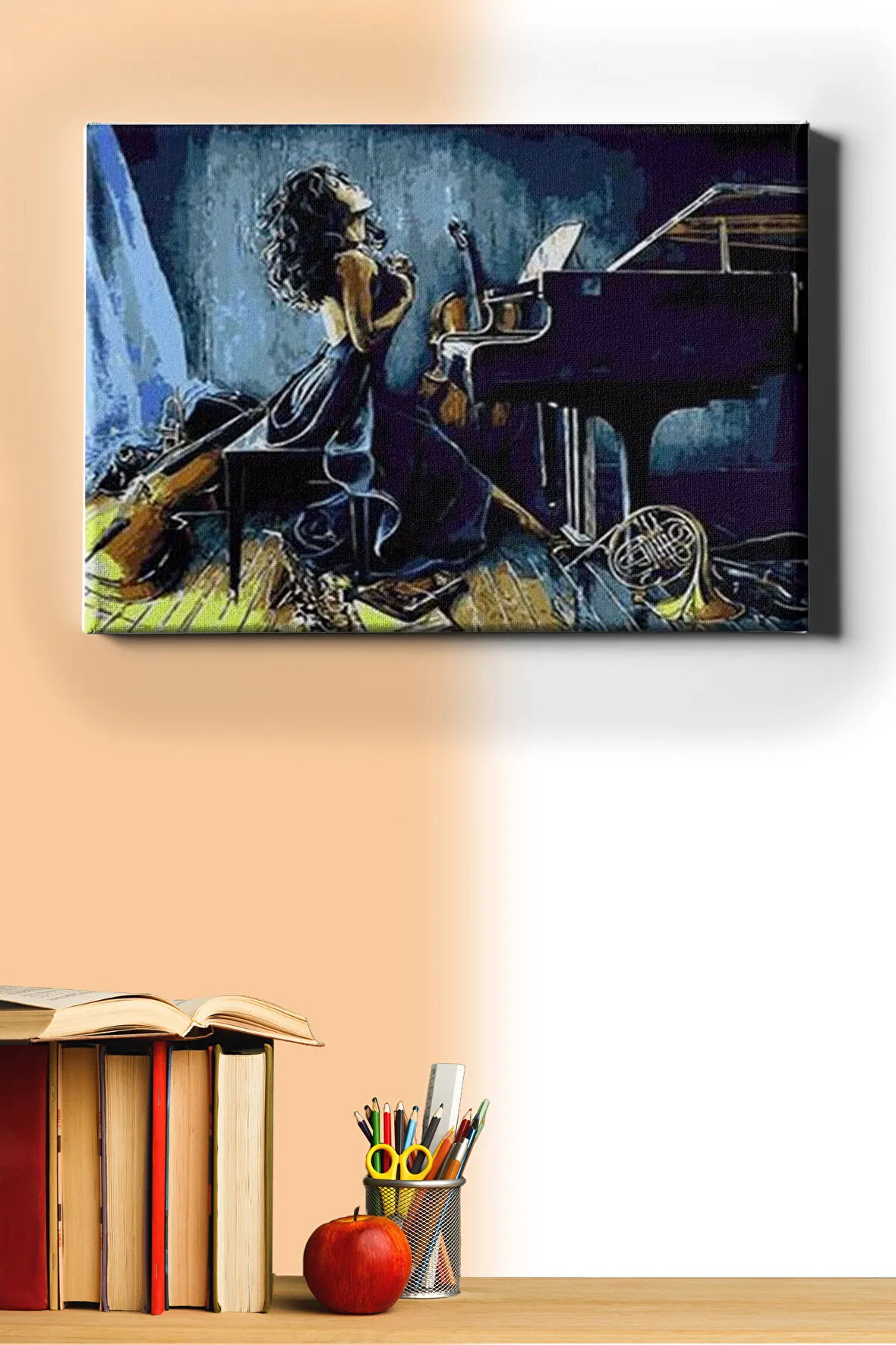 Müzik Ve Kadın Sayılarla Boyama Seti Kasnaklı 60x75 Cm