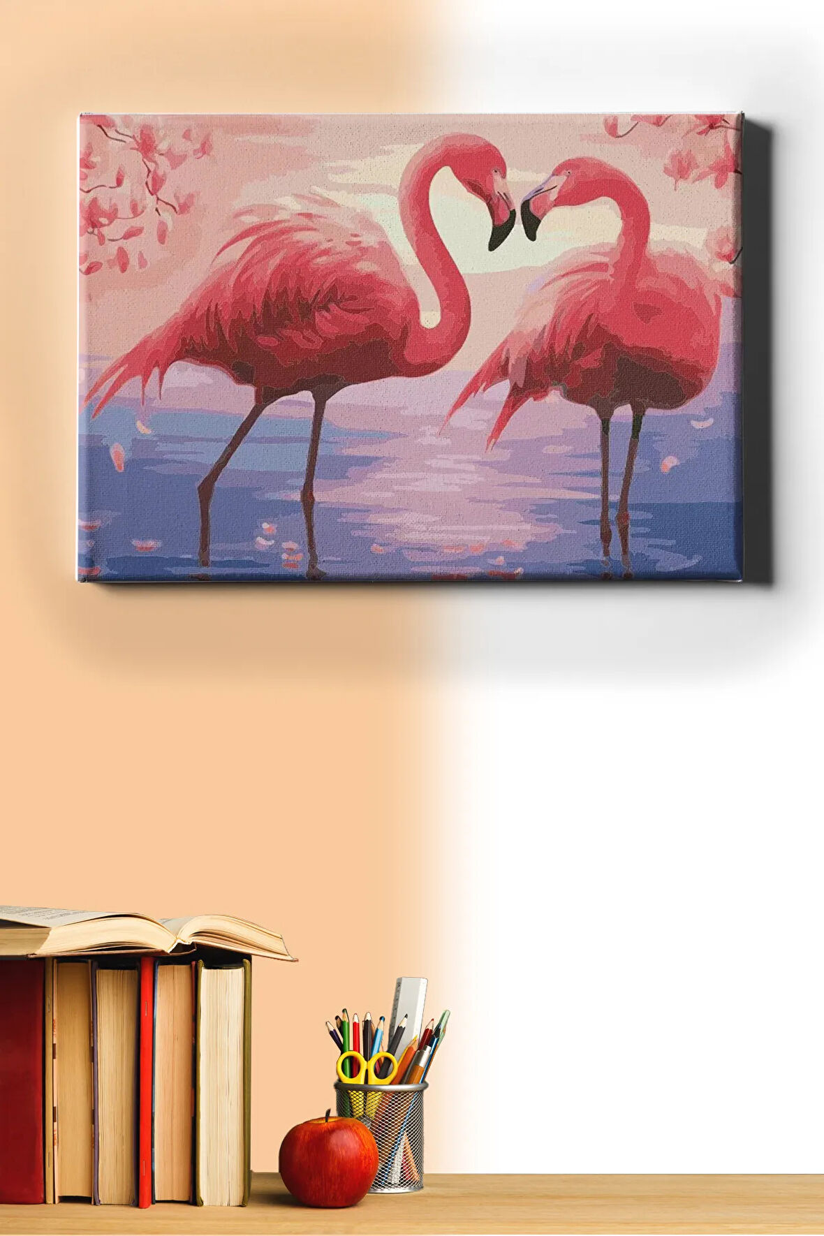 Aşık Flamingolar Sayılarla Boyama Seti Kasnaklı 40 X 50 Cm