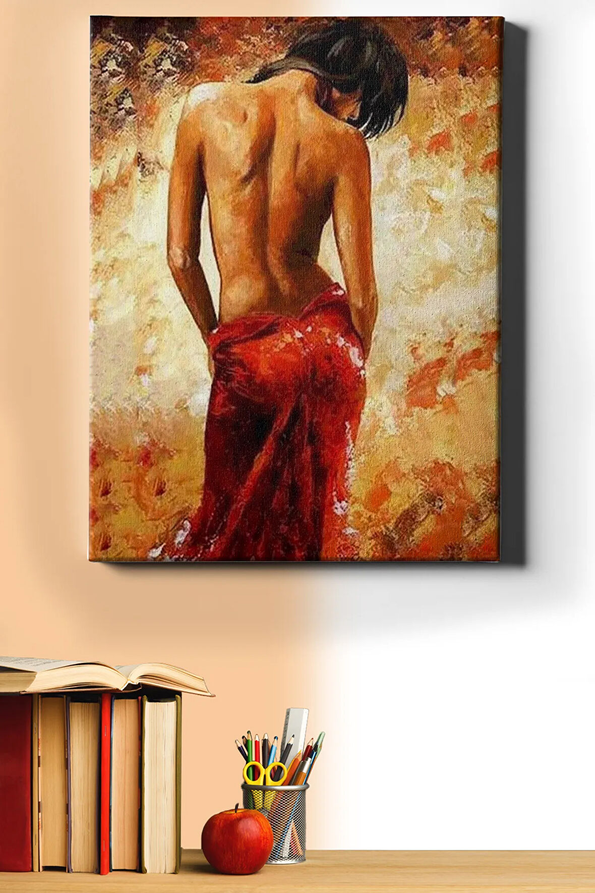 Tutkulu Kadın Sayılarla Boyama Seti Kasnaklı 40x50 Cm