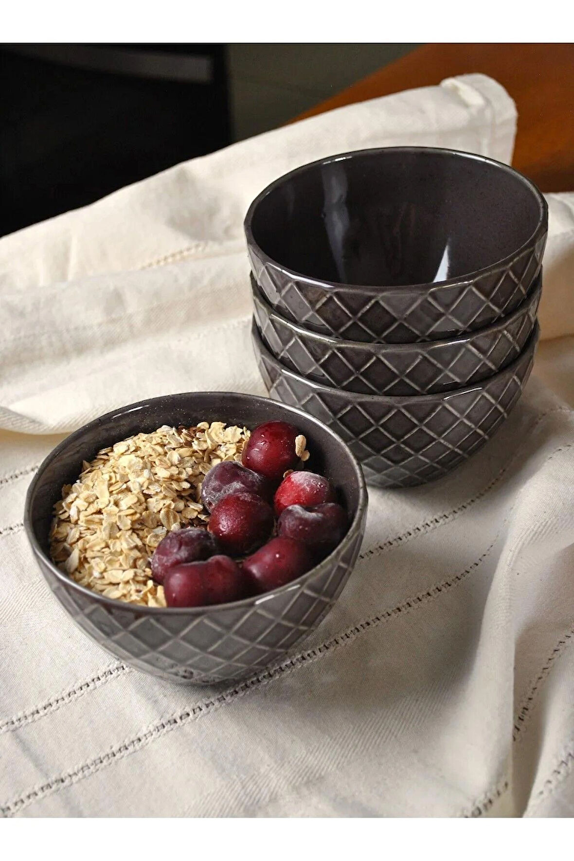 Stonware Bowl Kasesi Kahvaltılık Kase Meyve Salata Yemek Kasesi 14cm-4 Adet
