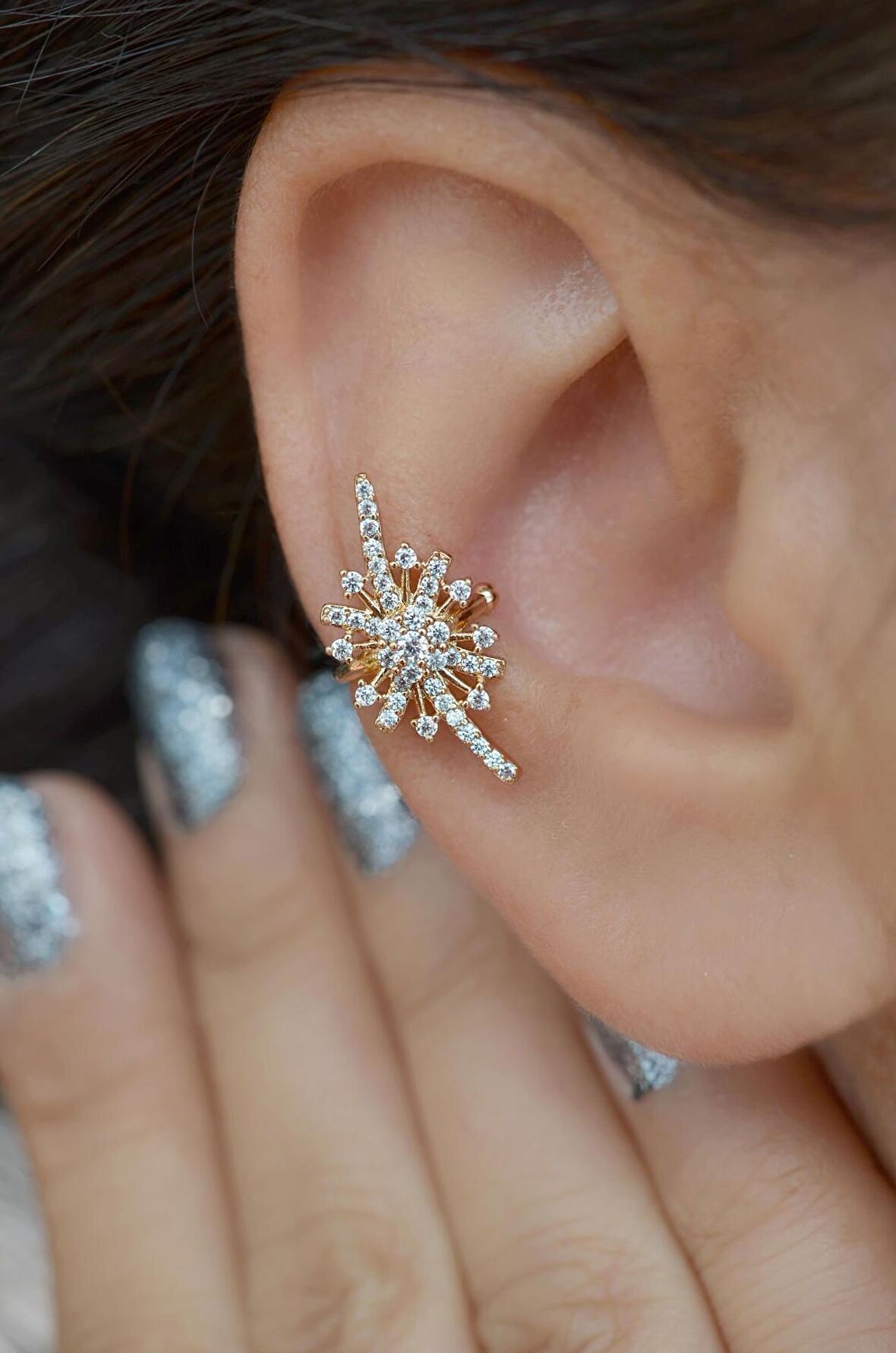 Sıkıştırmalı Kıkırdak Küpesi Kuzey Yıldızı Earcuff