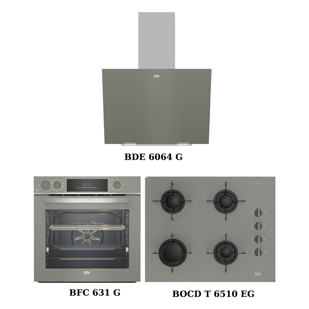 Gri Cam Digital Ankastre Set (Bde 6064 G + Bocd T 6510 Eg + Bfc 631 G)