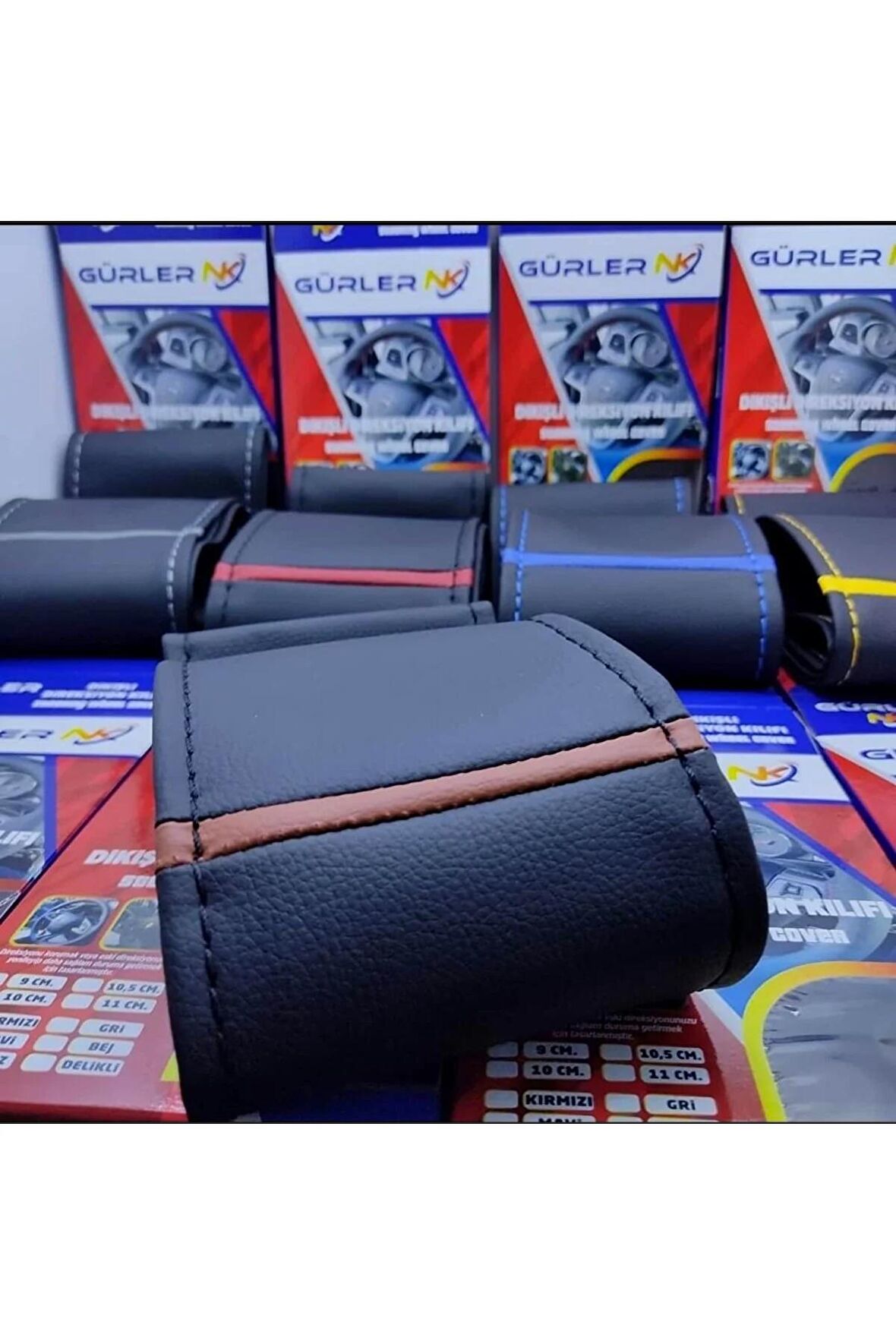 Universal Oto Deri Dikmeli Direksiyon Kılıfı Soft Kahverengi Yüzüklü A Plus