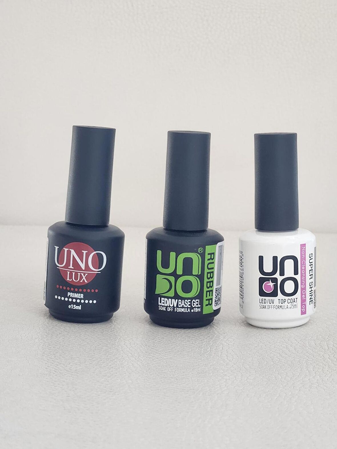 Kalıcı Oje Seti Uno Primer 15ml+Uno Rubber Base15+Uno Super Shine Top Coat15ml