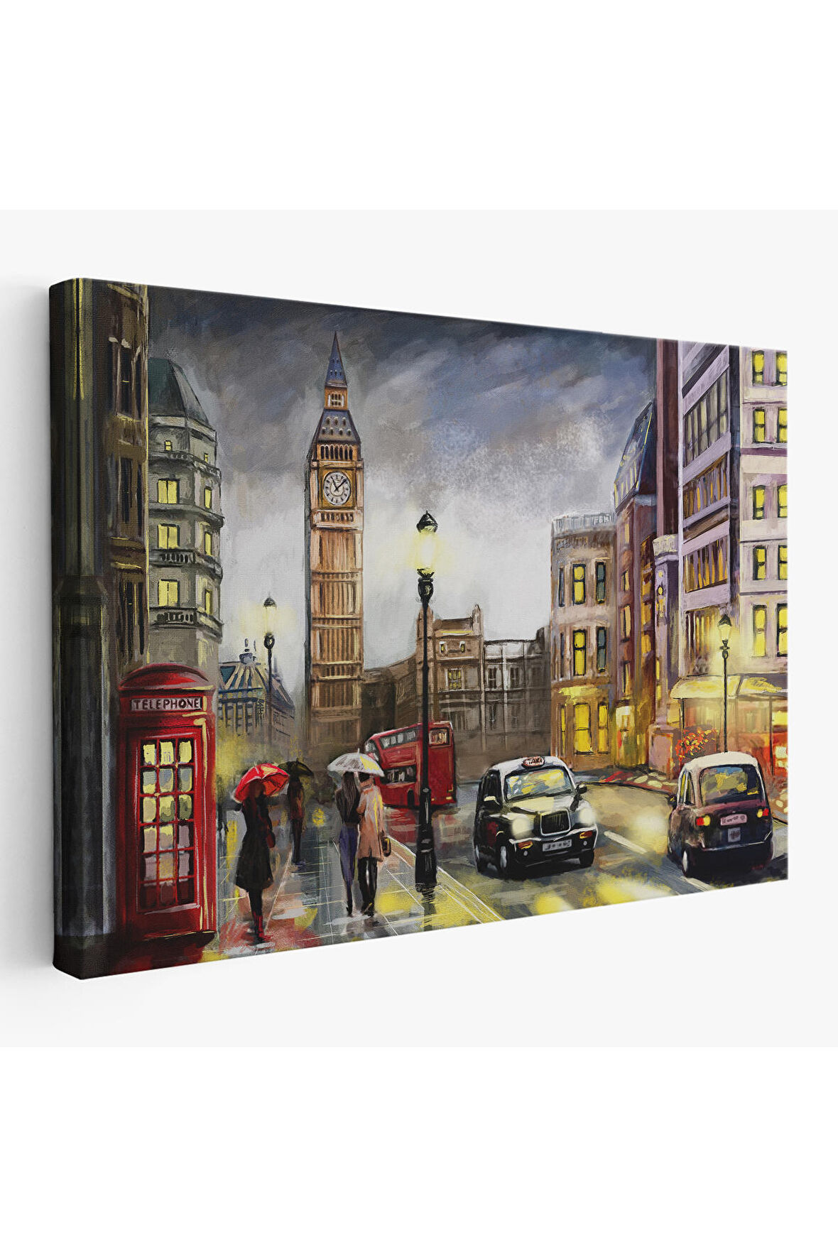 Ingiltere Londra Da Gece Yağlıboya Görünüm Dekoratif Tablo