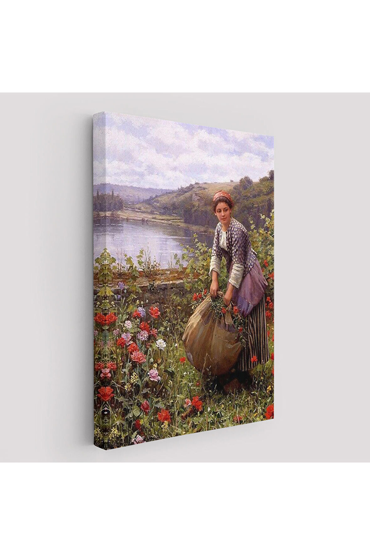 Çim Biçen Bahçıvan Kadın Dekoratif Duvar Yüksek Kaliteli Kanvas Canvas Tablo