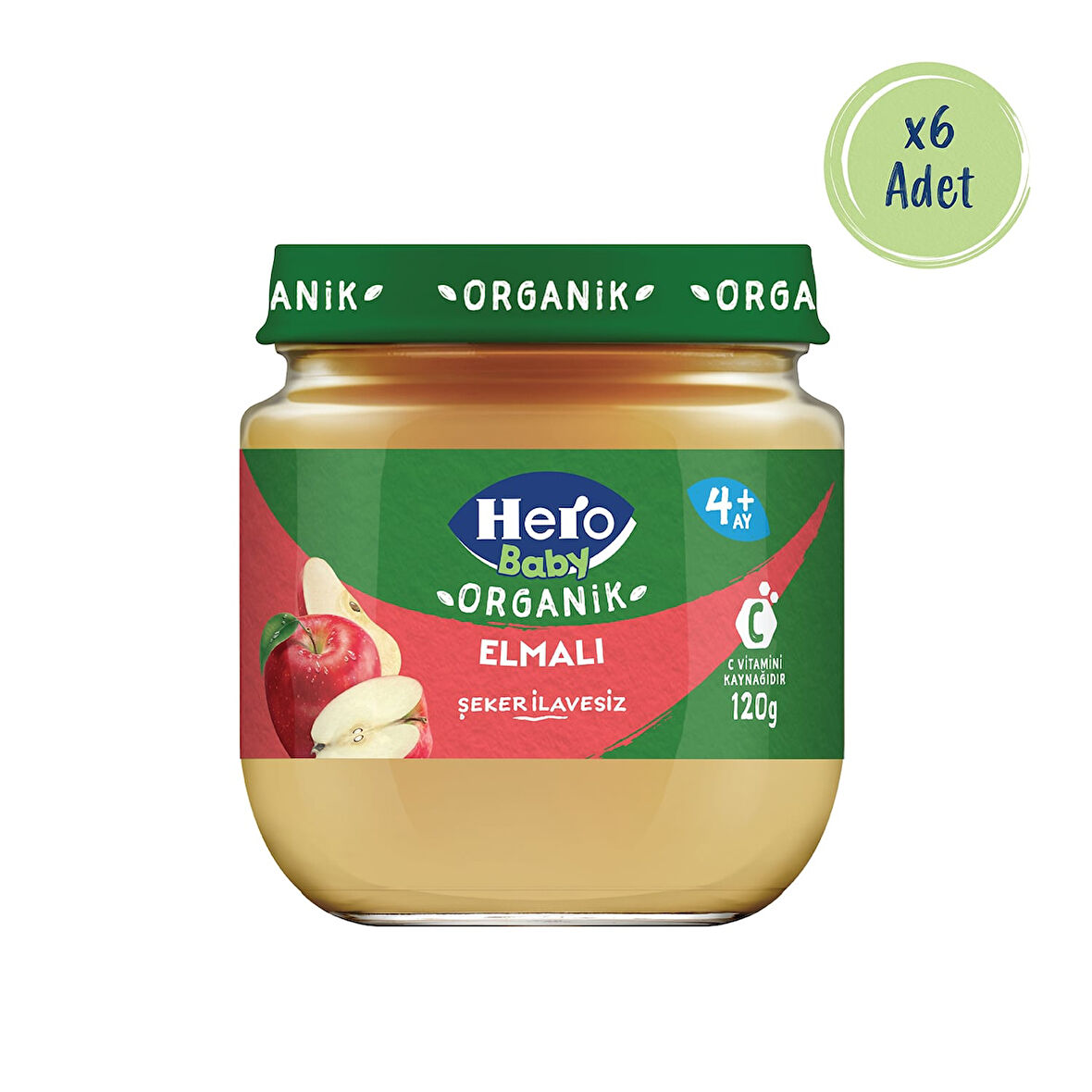 Hero Baby Organik Elma Püresi Kavanoz Mama 120g x6