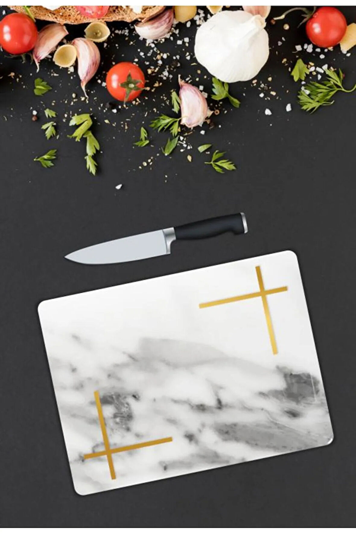 Mermer Desen Cam Kesme Tablası | Hediyelik, Dekoratif, Ofis, Mutfak