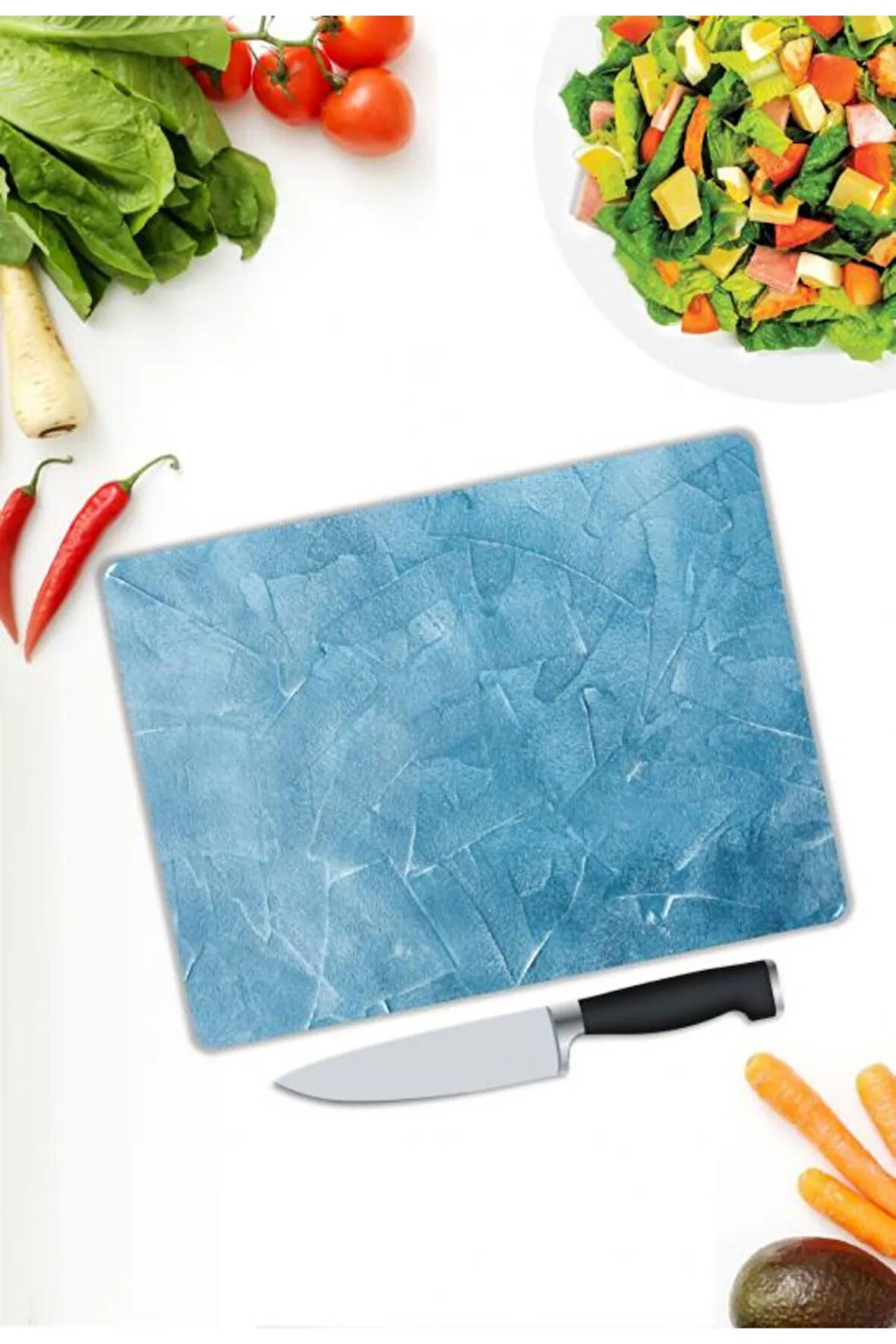 Minimal Desen Cam Kesme Tablası | Hediyelik, Dekoratif, Ofis, Mutfak