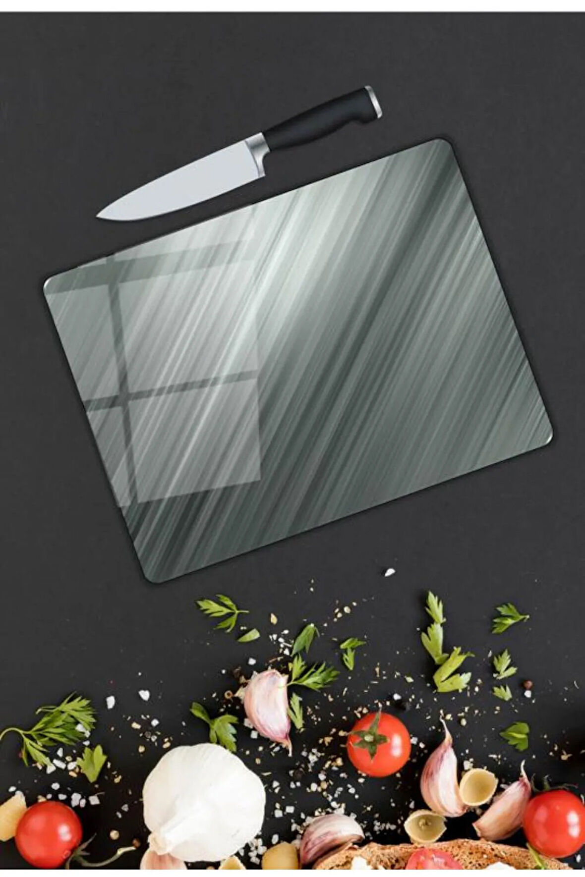 Gri Ton Cam Kesme Tablası | Hediyelik, Dekoratif, Ofis, Mutfak