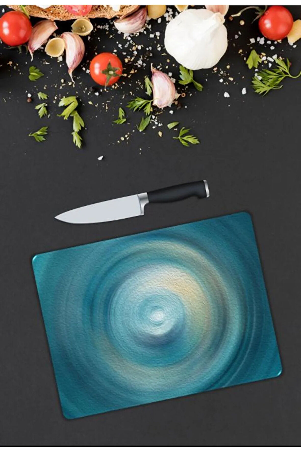 Minimal Desen Cam Kesme Tablası | Hediyelik, Dekoratif, Ofis, Mutfak