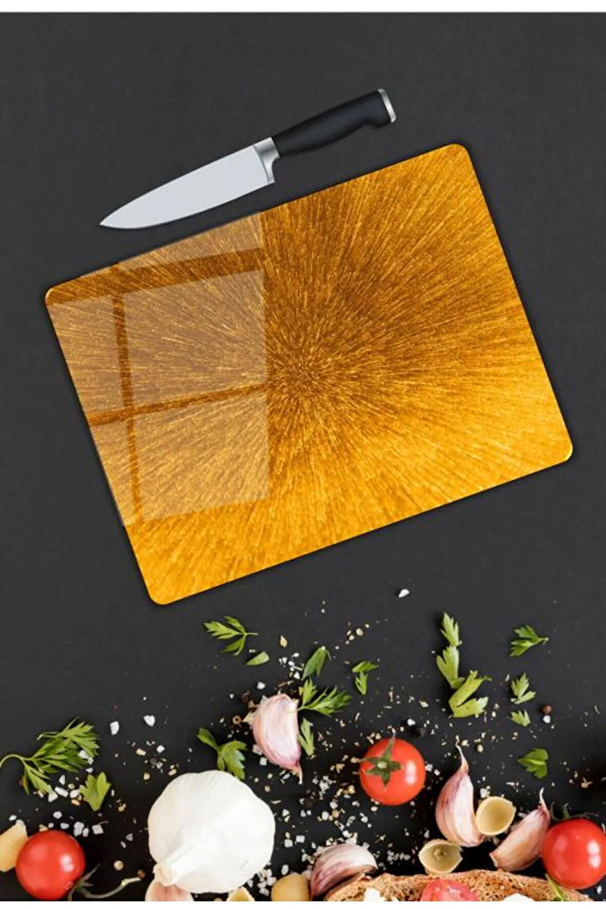 Minimal Desen Cam Kesme Tablası | Hediyelik, Dekoratif, Ofis, Mutfak