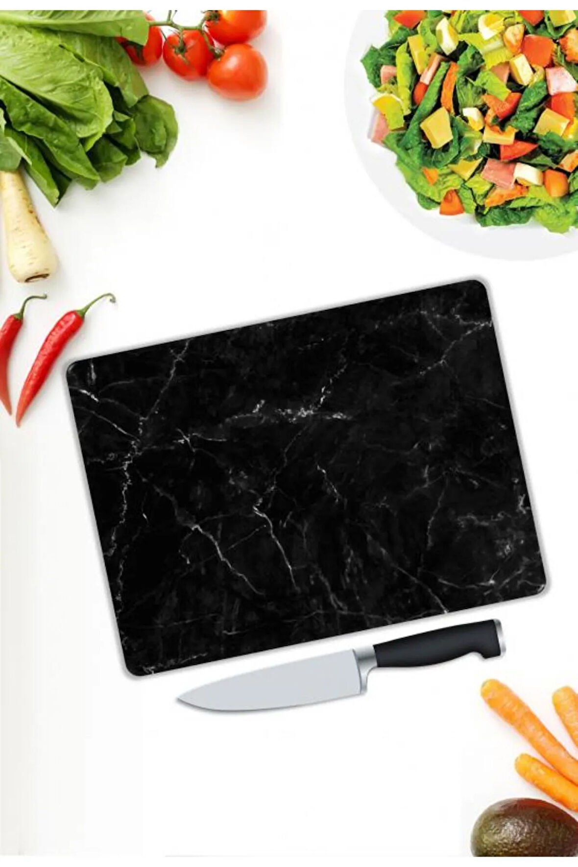 Mermer Desen Cam Kesme Tablası | Hediyelik, Dekoratif, Ofis, Mutfak