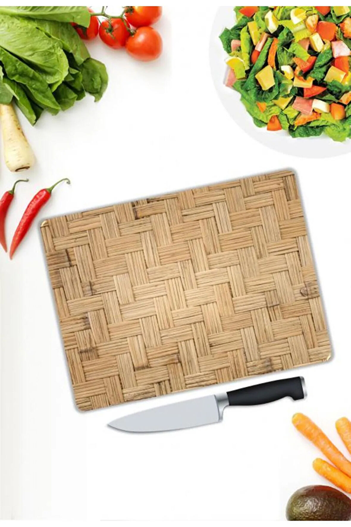 Örgü Desen Cam Kesme Tablası | Hediyelik, Dekoratif, Ofis, Mutfak