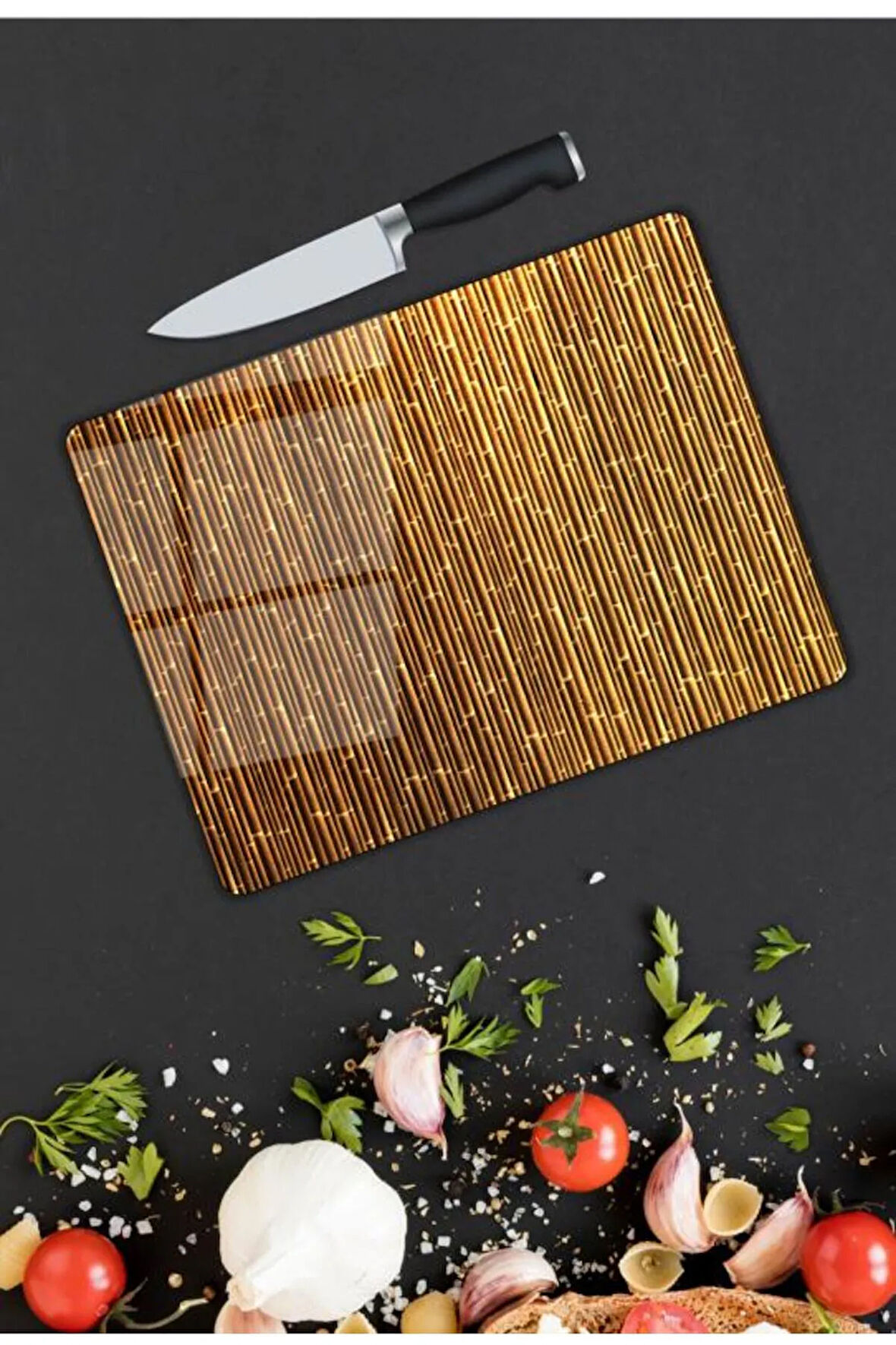 Minimal Desen Cam Kesme Tablası | Hediyelik, Dekoratif, Ofis, Mutfak