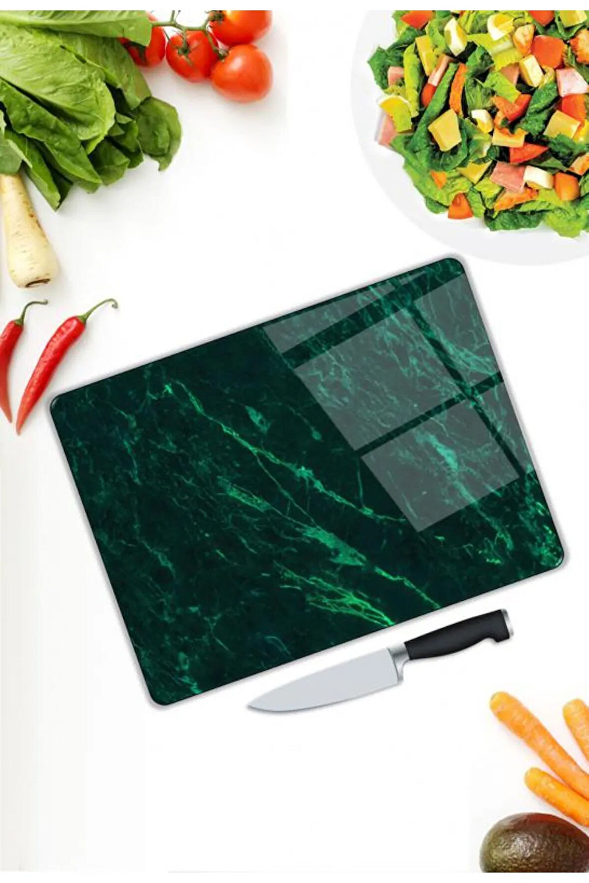 Renkli Desen Cam Kesme Tablası | Hediyelik, Dekoratif, Ofis, Mutfak