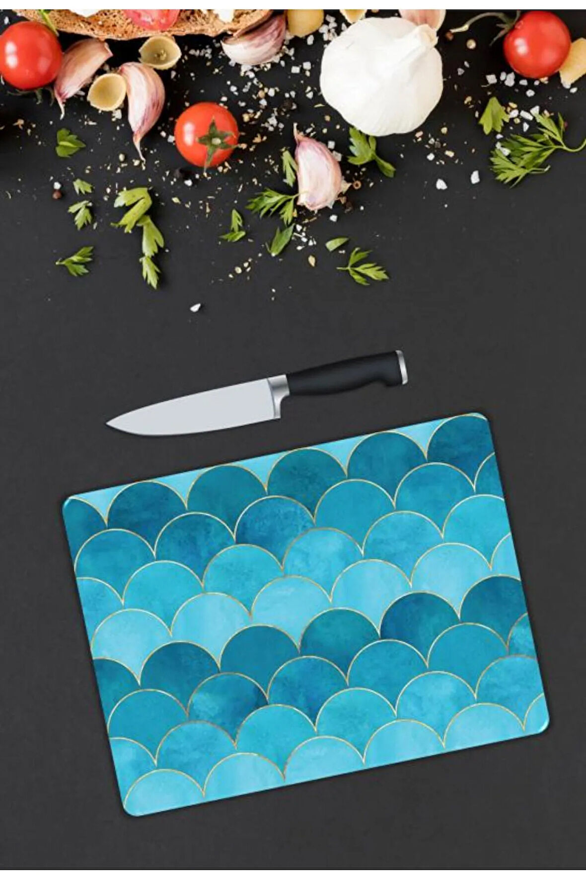 Minimal Desen Cam Kesme Tablası | Hediyelik, Dekoratif, Ofis, Mutfak