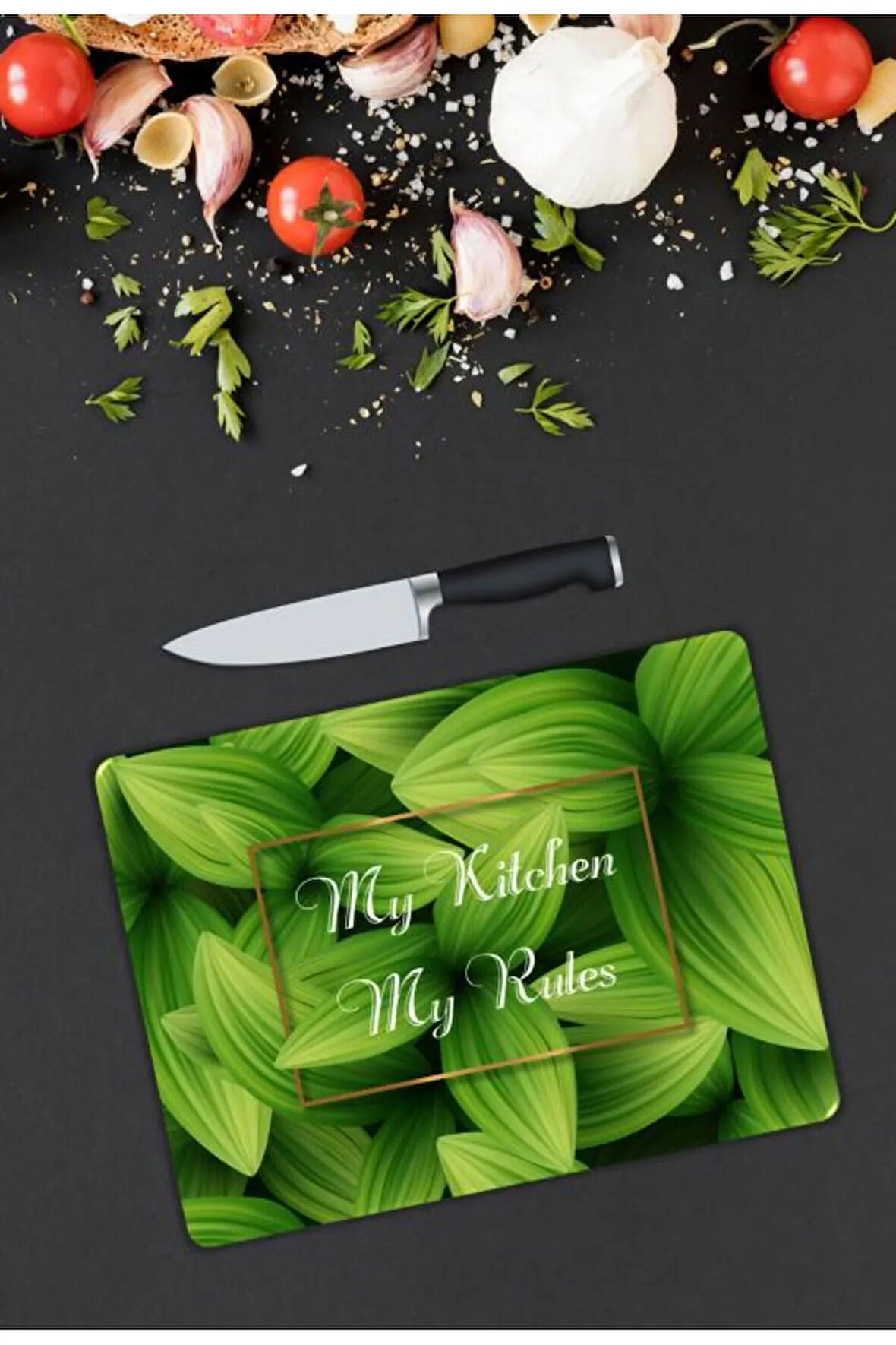 Yaprak Desenli Cam Kesme Tablası | Hediyelik, Dekoratif, Ofis, Mutfak