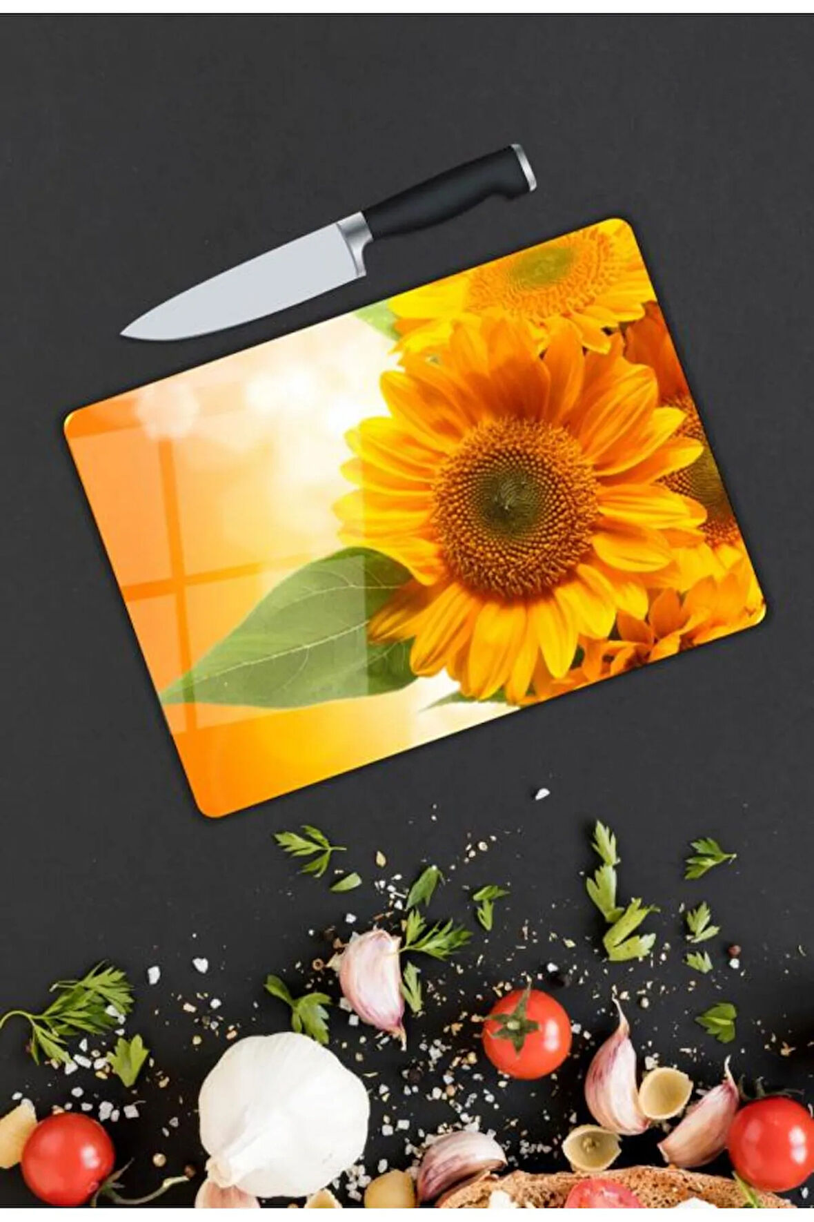 Ayçiçeği Cam Kesme Tablası | Hediyelik, Dekoratif, Ofis, Mutfak