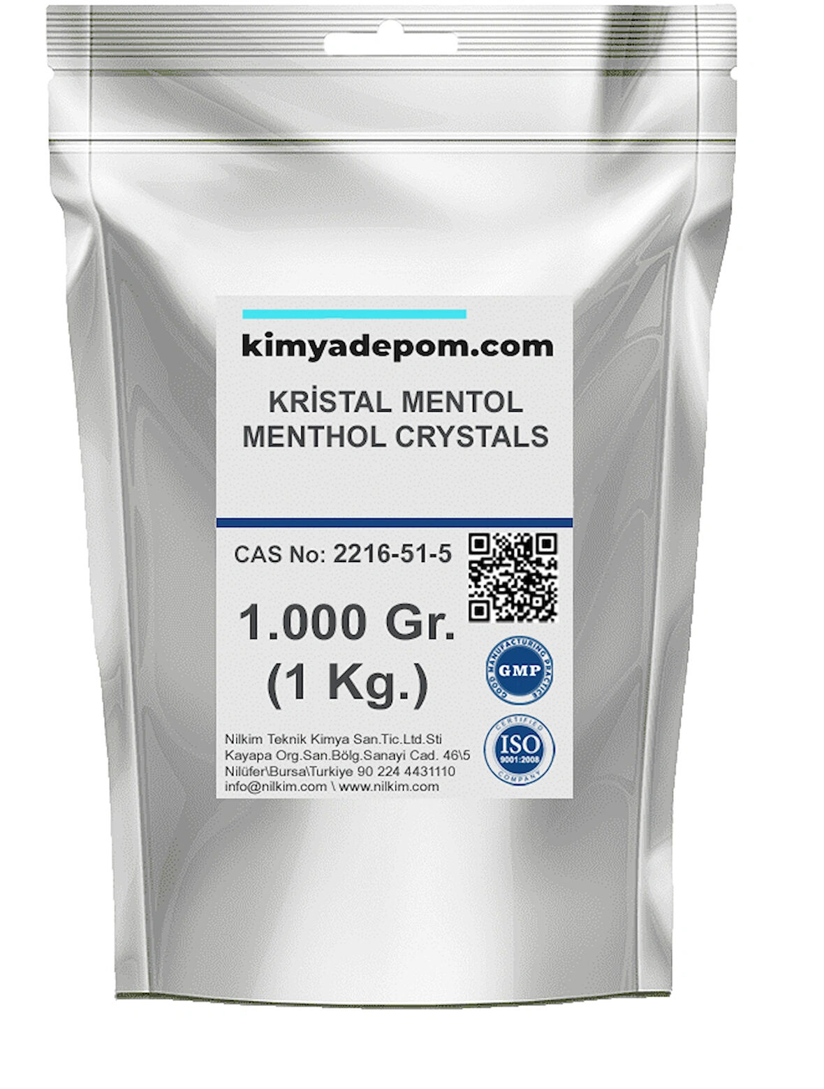 Kimya Depom Kristal Mentol, Gıda ve Kozmetik Tip, 1 Kg.