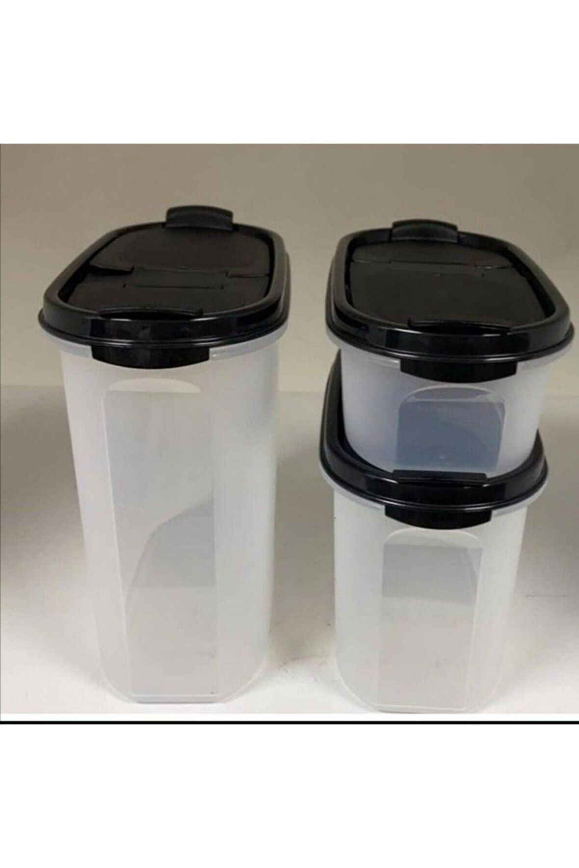 Tupperware Oval 3 lü Siyah Kapaklı Set