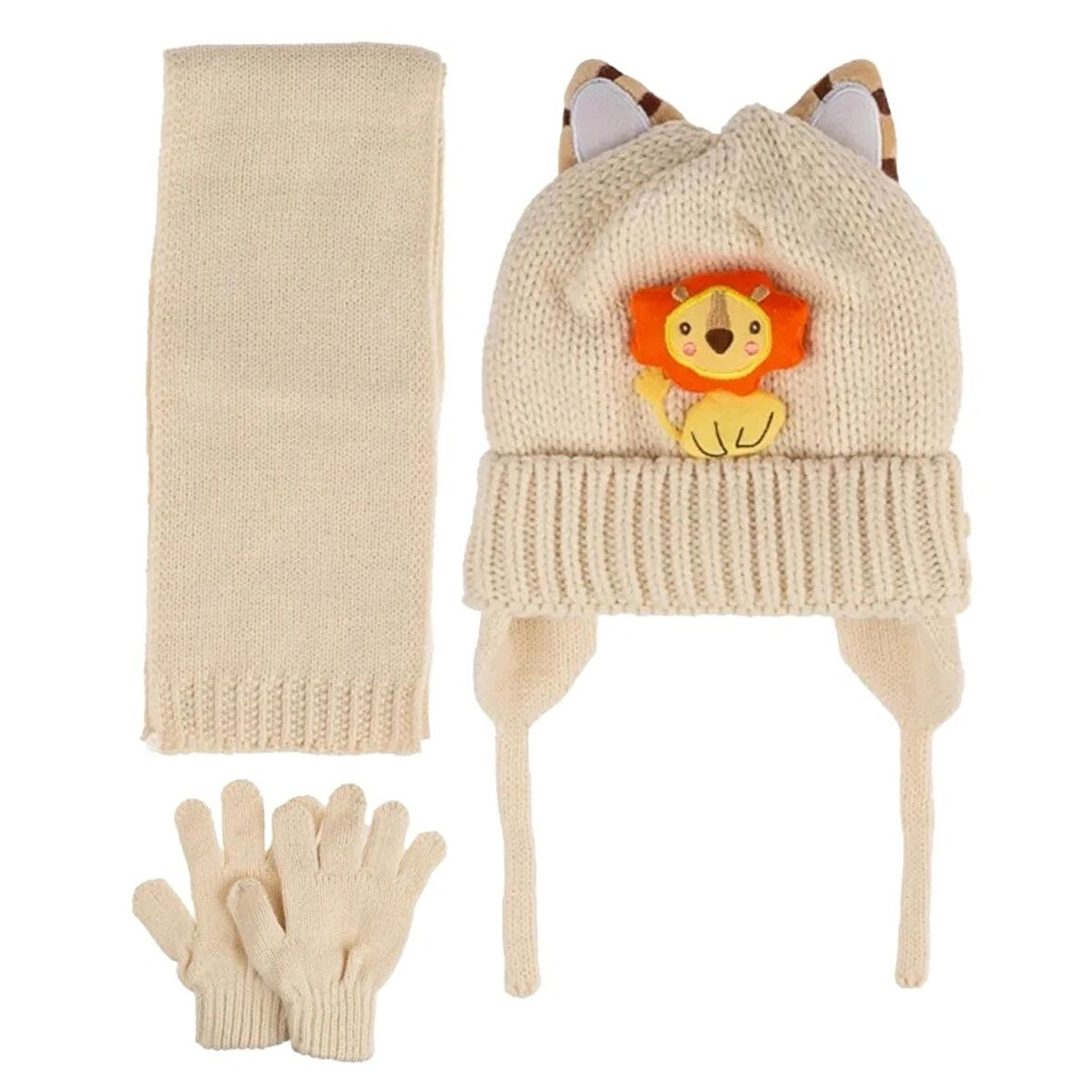 Kitti 1-4 Yaş 3'lü Takım Erkek Çocuk Polarlı Atkı Bere Eldiven seti