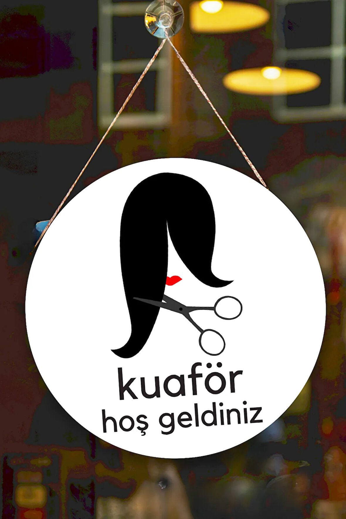 Güzellik Salonu Cam Kapı Pano Karşılama Tabelası, Kadın Kuaför Dükkan Süsü, Askılı Cam Kapı Tablosu