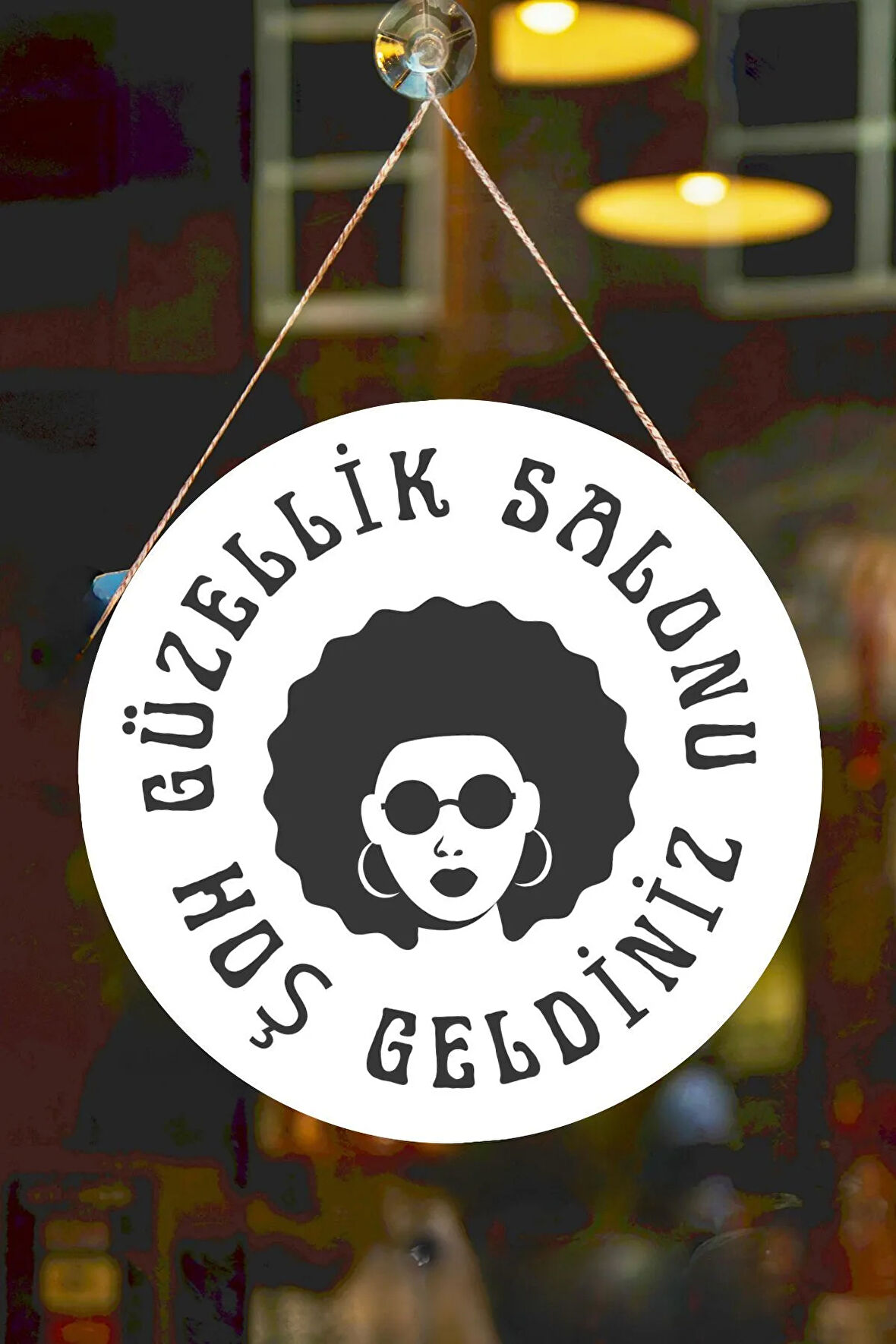 Güzellik Salonu Cam Kapı Pano Karşılama Tabelası, Kadın Kuaför Dükkan Süsü, Askılı Cam Kapı Tablosu