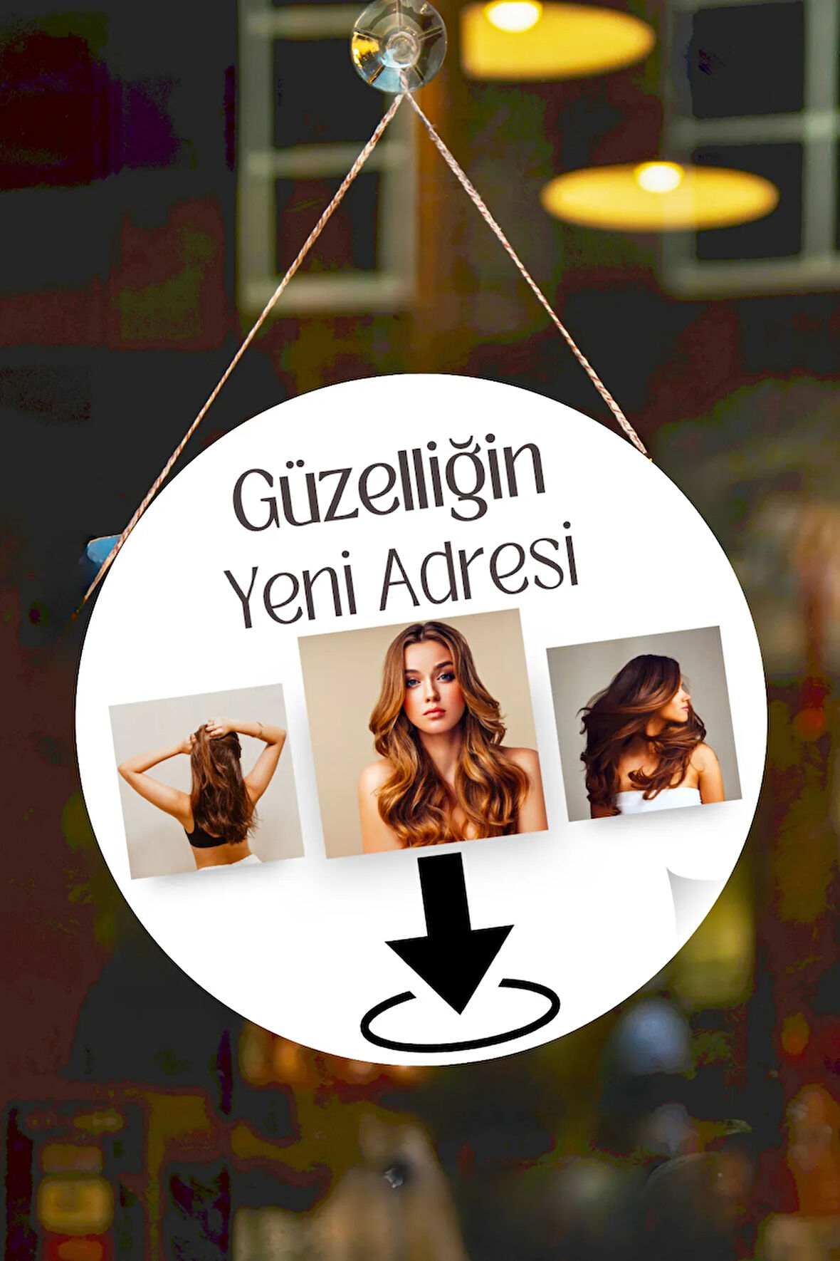 Güzellik Salonu Cam Kapı Pano Karşılama Tabelası, Kadın Kuaför Dükkan Süsü, Askılı Cam Kapı Tablosu