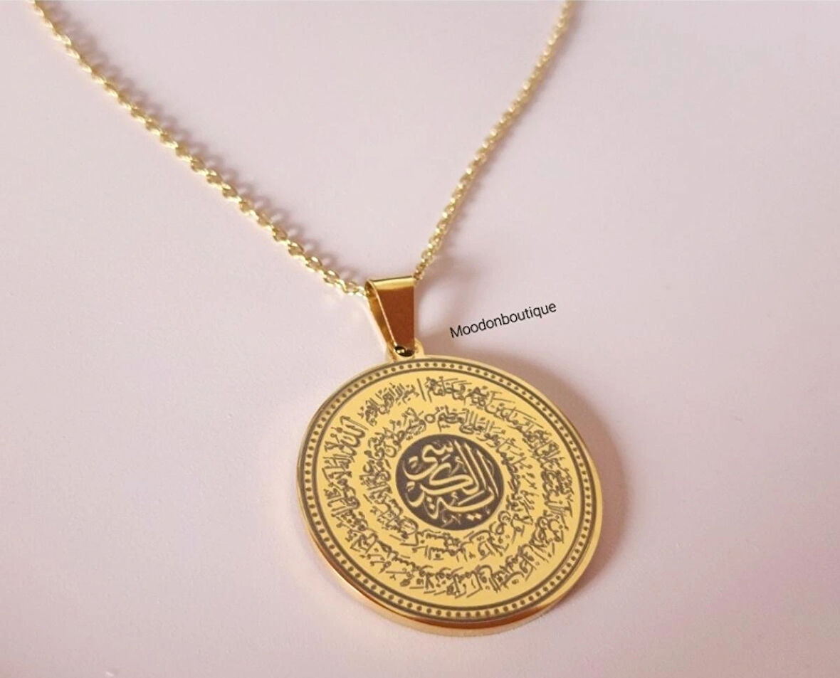 Afetlerden Korunma Sayı Sekanslı Ve Ayetel Kürsi Duası Unisex Kolye