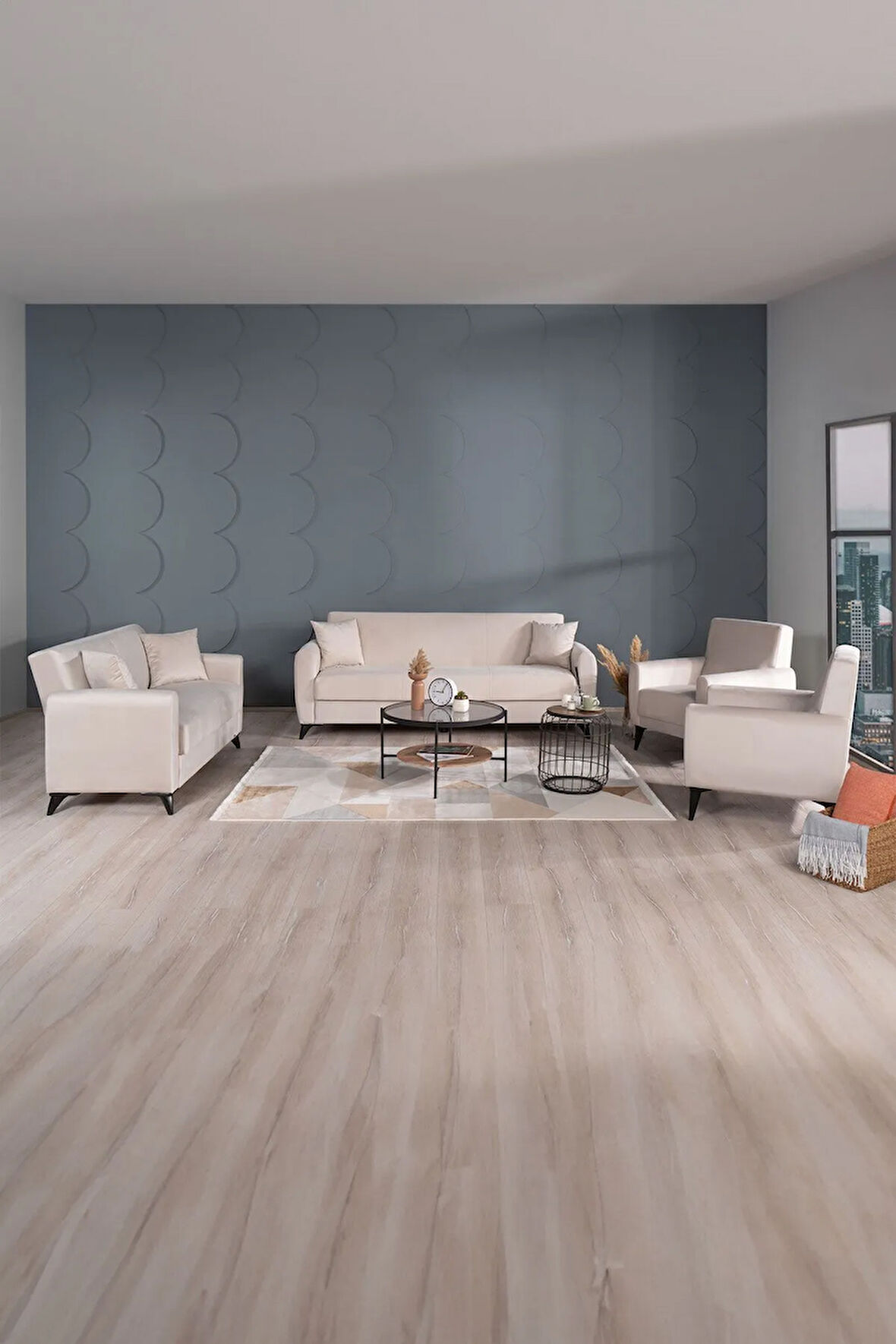Dove Yüksek Ayaklı 3 2 B B Koltuk Takımı Krem