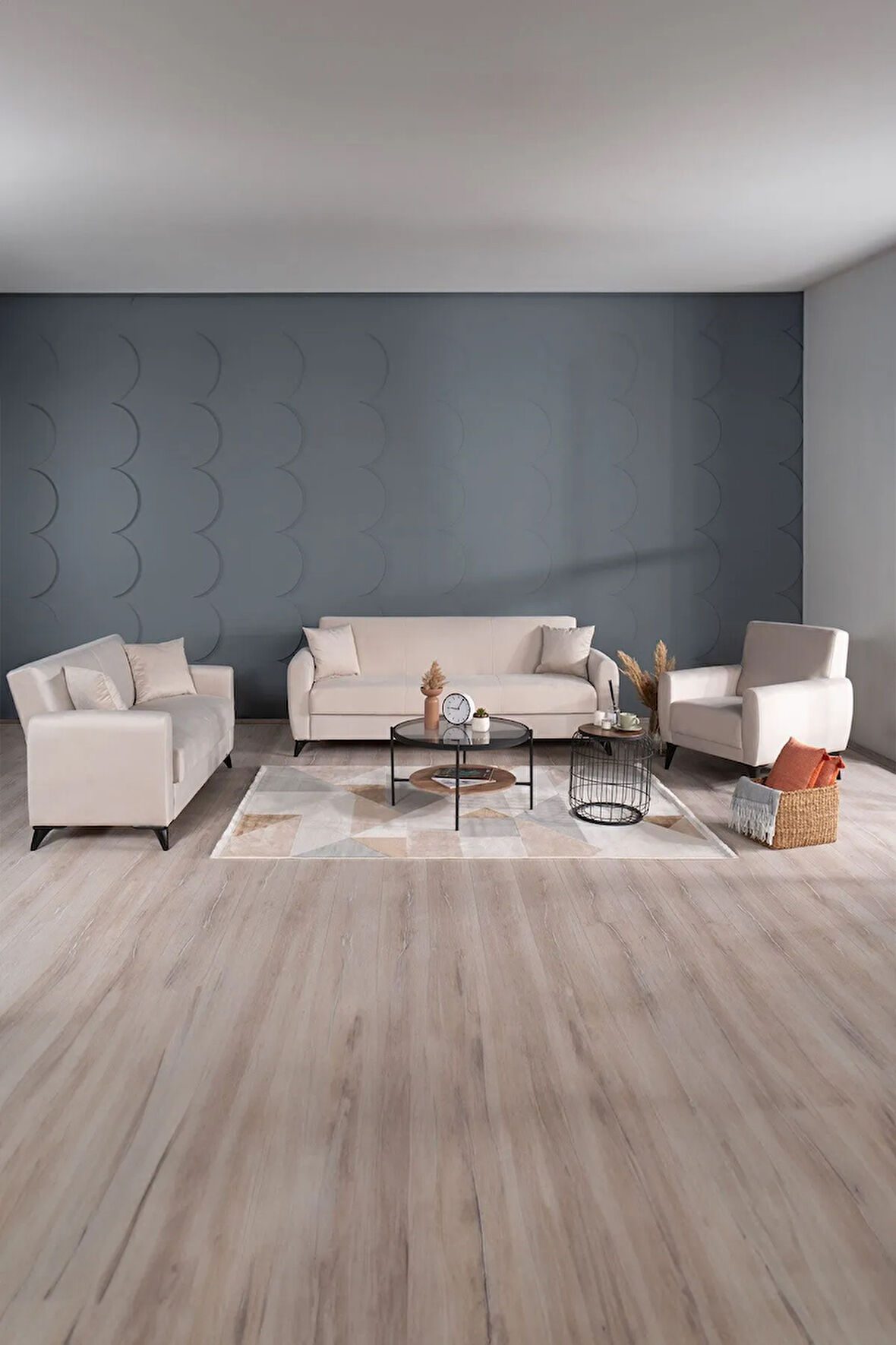 Dove Yüksek Ayaklı 3 2 B Koltuk Takımı Krem