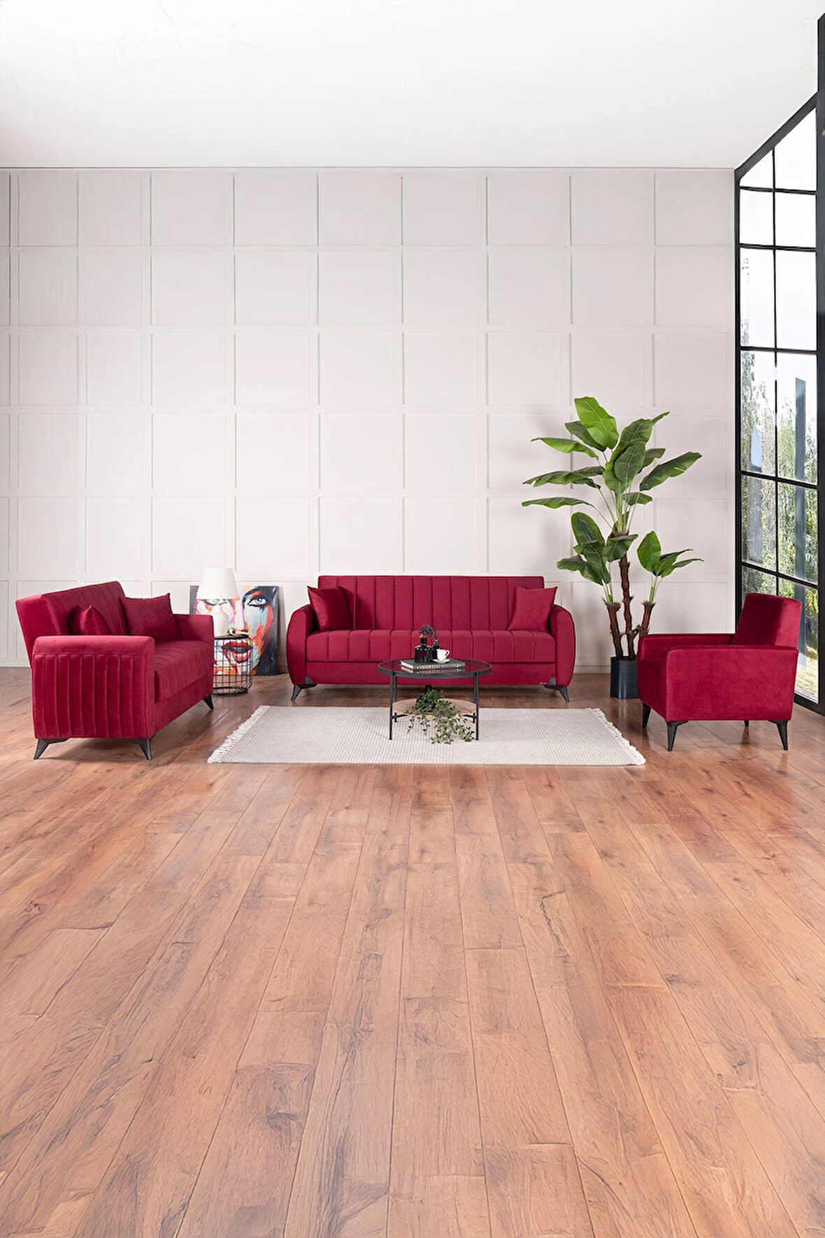 Linda Koltuk Takımı 3 2 B Bordo