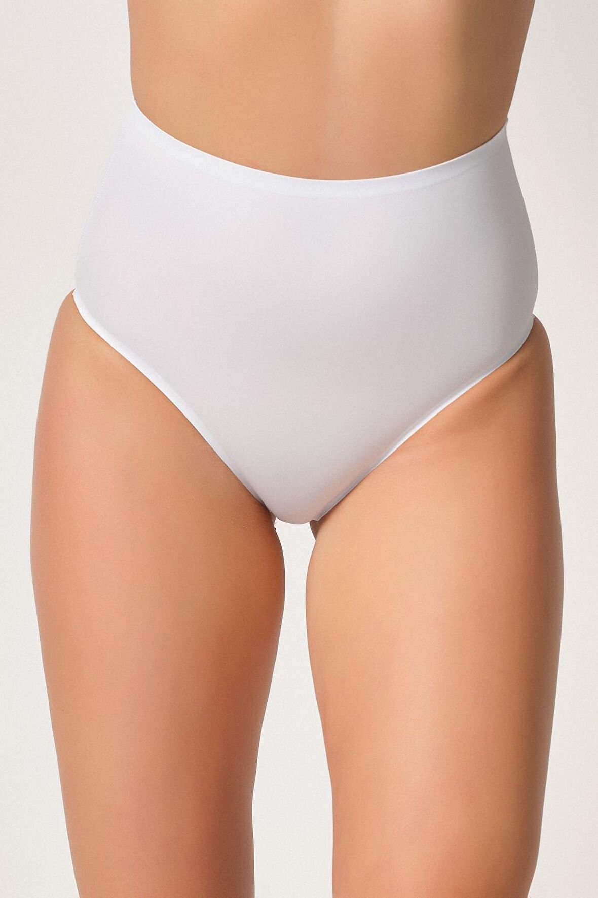 Kompedan Yapıştırma Yüksek Bel Lazer Slip Beyaz | MI 2801