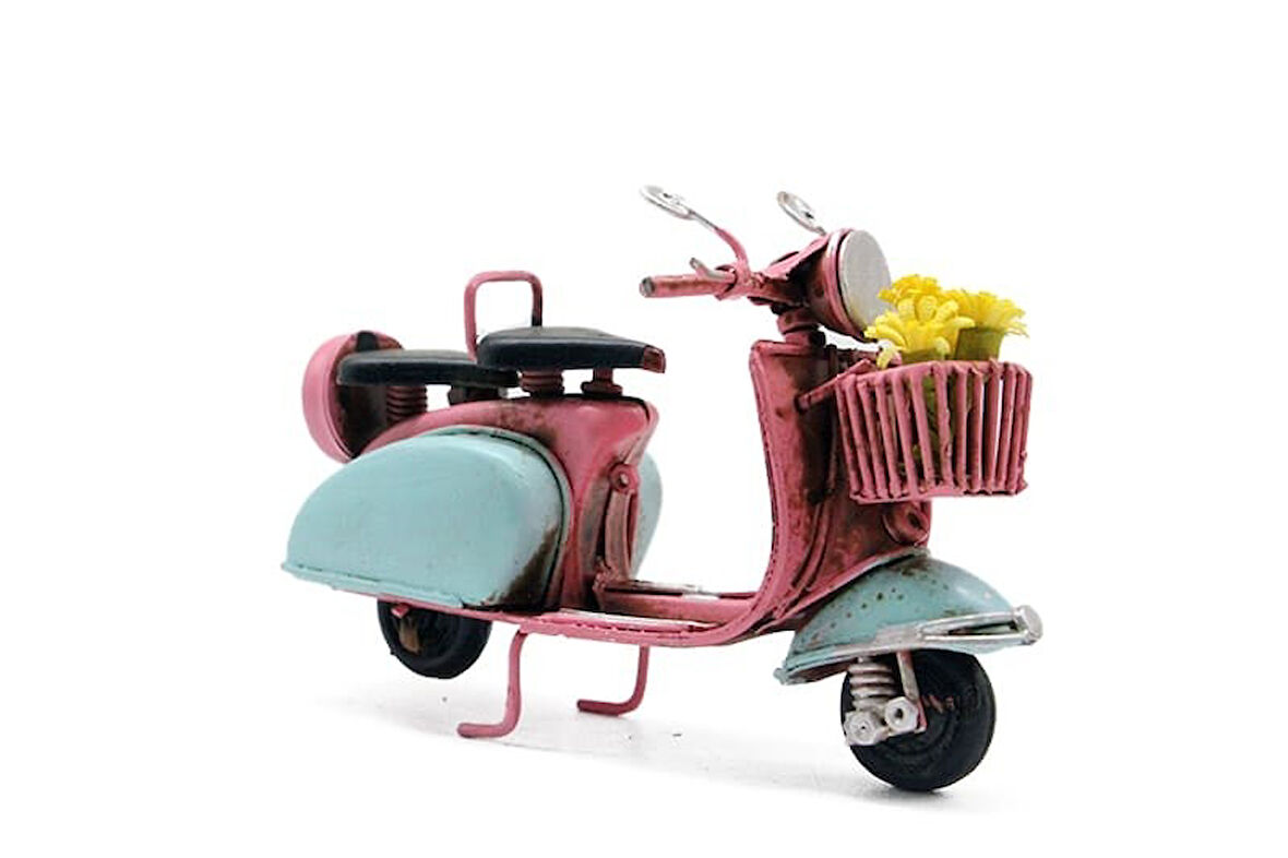 Dekoratif Metal Scooter Önü Sepetli