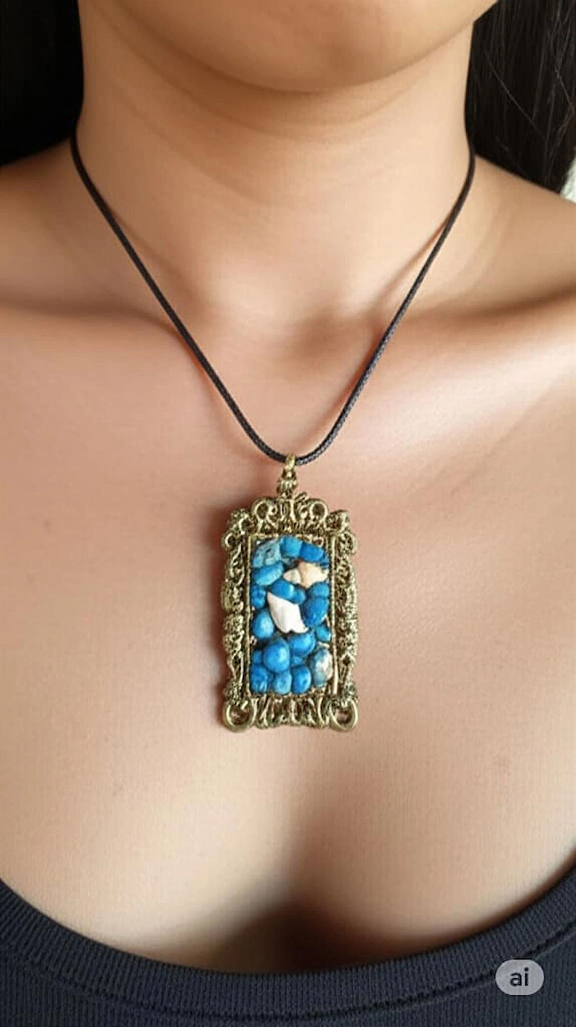 Deniz konseptli bohem epoksi kolye