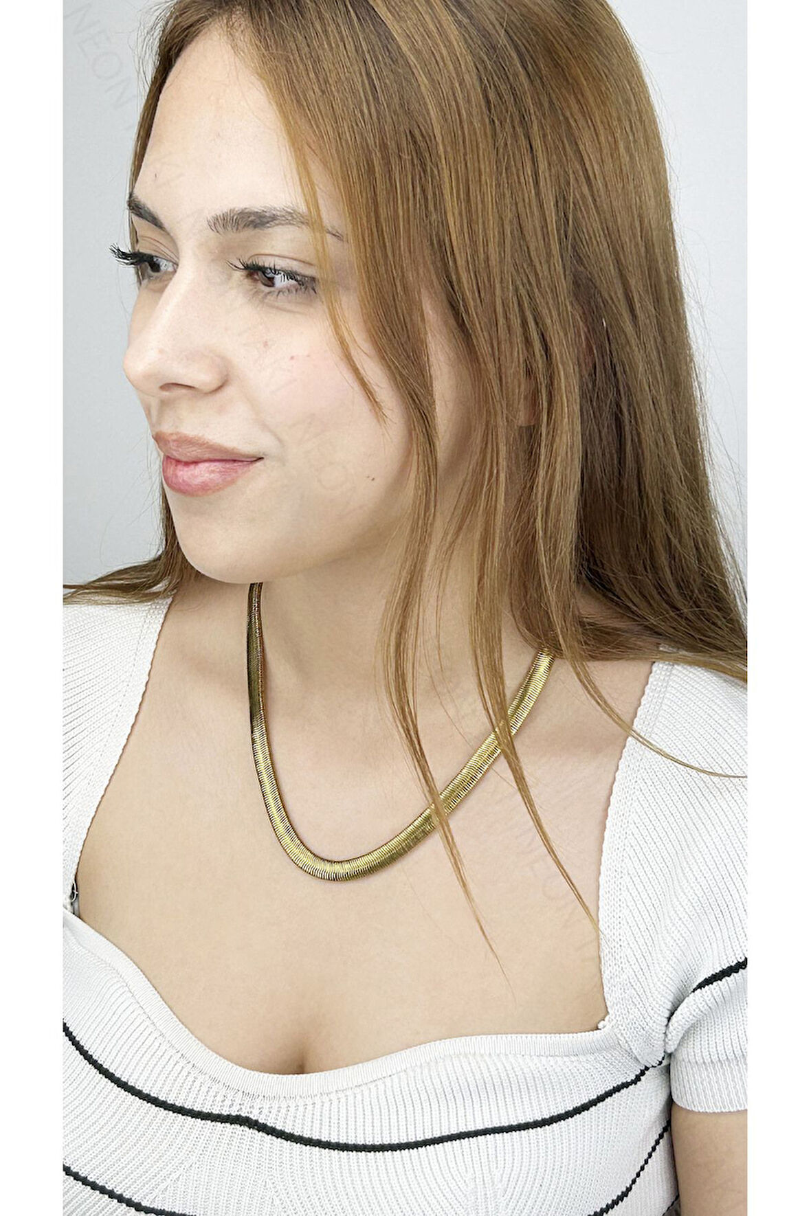 Kalın Italyan Zinciri, Paslanmaz Çelik Kolye 160, Altın Renk