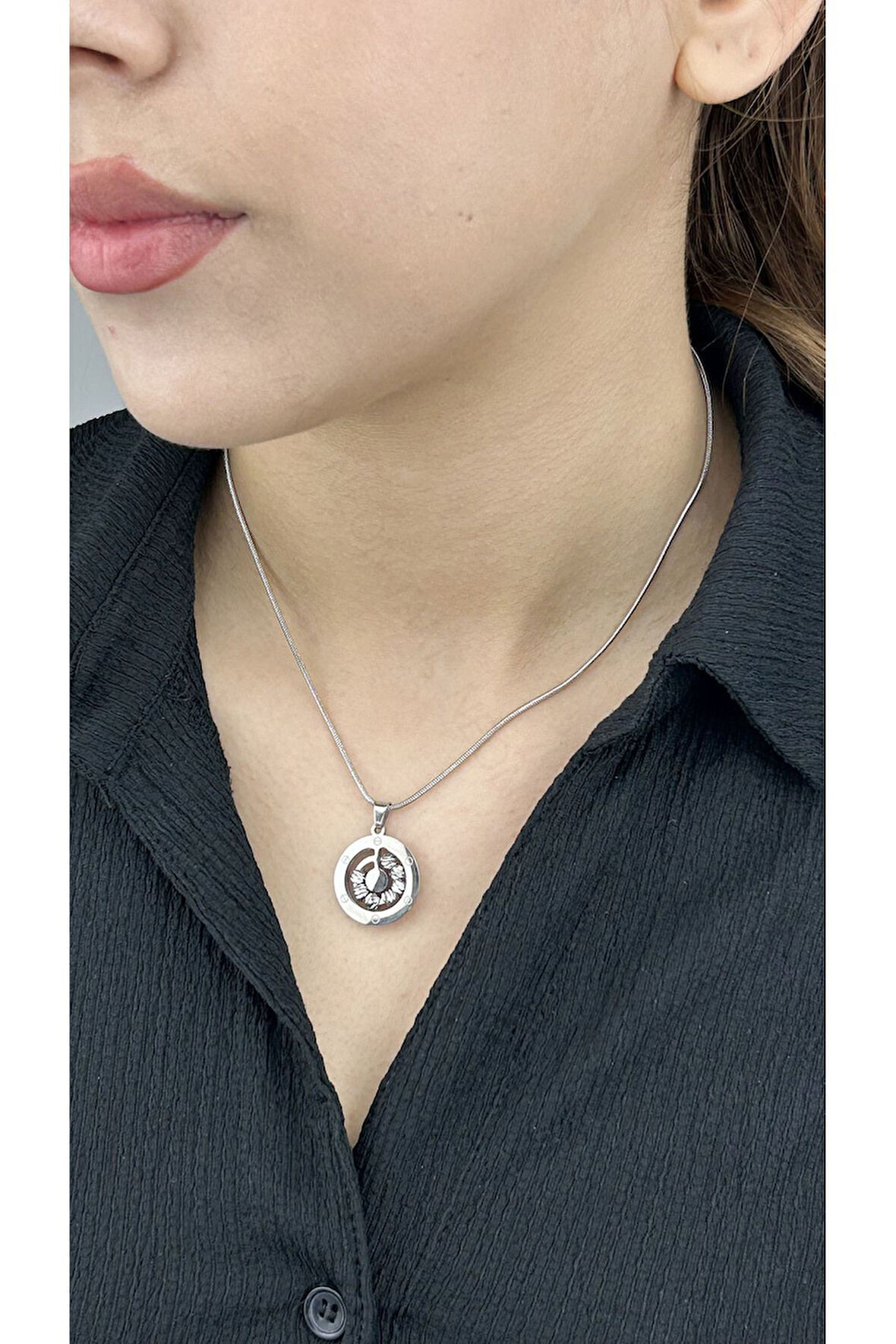 Xxx Dorika Figürlü, Paslanmaz Çelik Kolye 206, Gümüş Renk