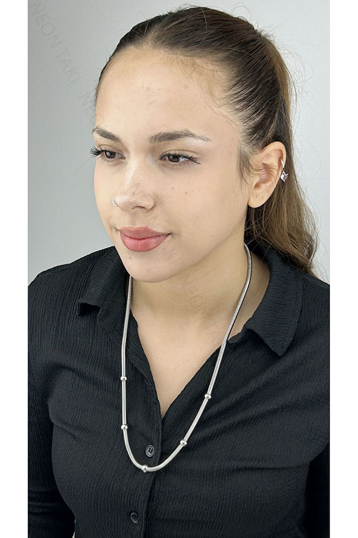 Xxx Topçuklu, Paslanmaz Çelik Kolye 244, Gümüş Renk