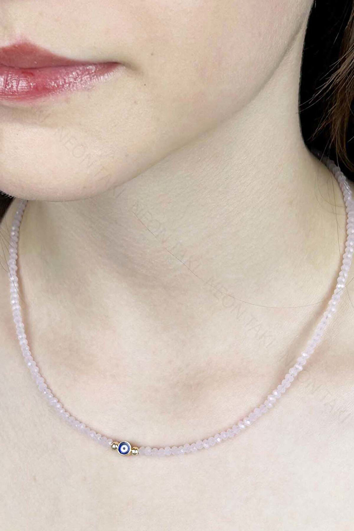 Nazar Boncuklu, Pembe Taşlı Kolye 428