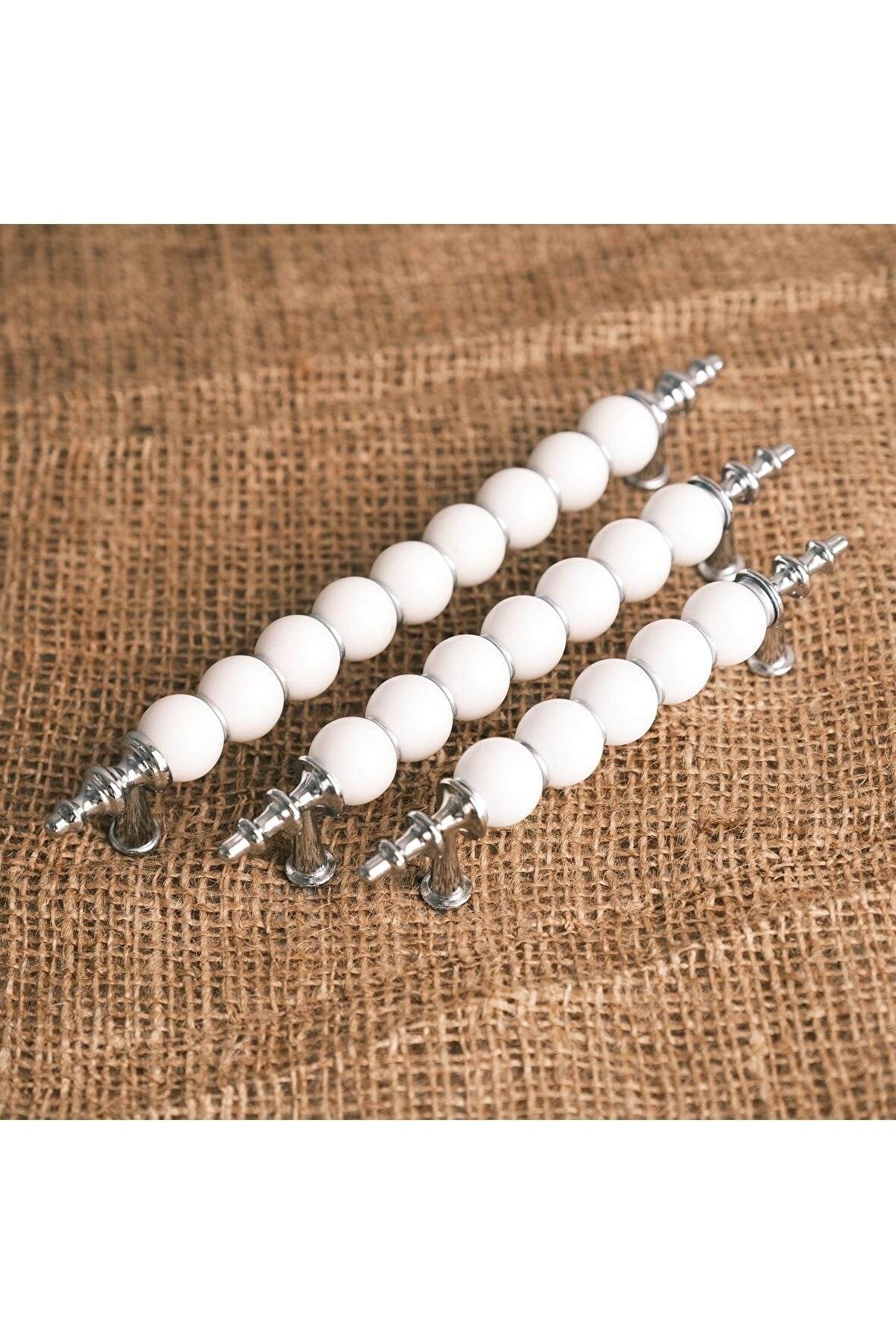 Misket Porselen Görünümlü Dolap Mutfak Çekmece Kulpu 128 Mm (12,8 Cm) 5 Adet