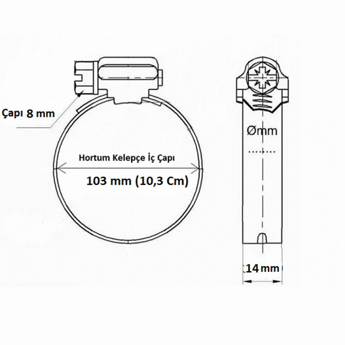 Erbi Metal Hortum Kelepçesi Ayarlı Kelepçe 85-103 (25 Adet)