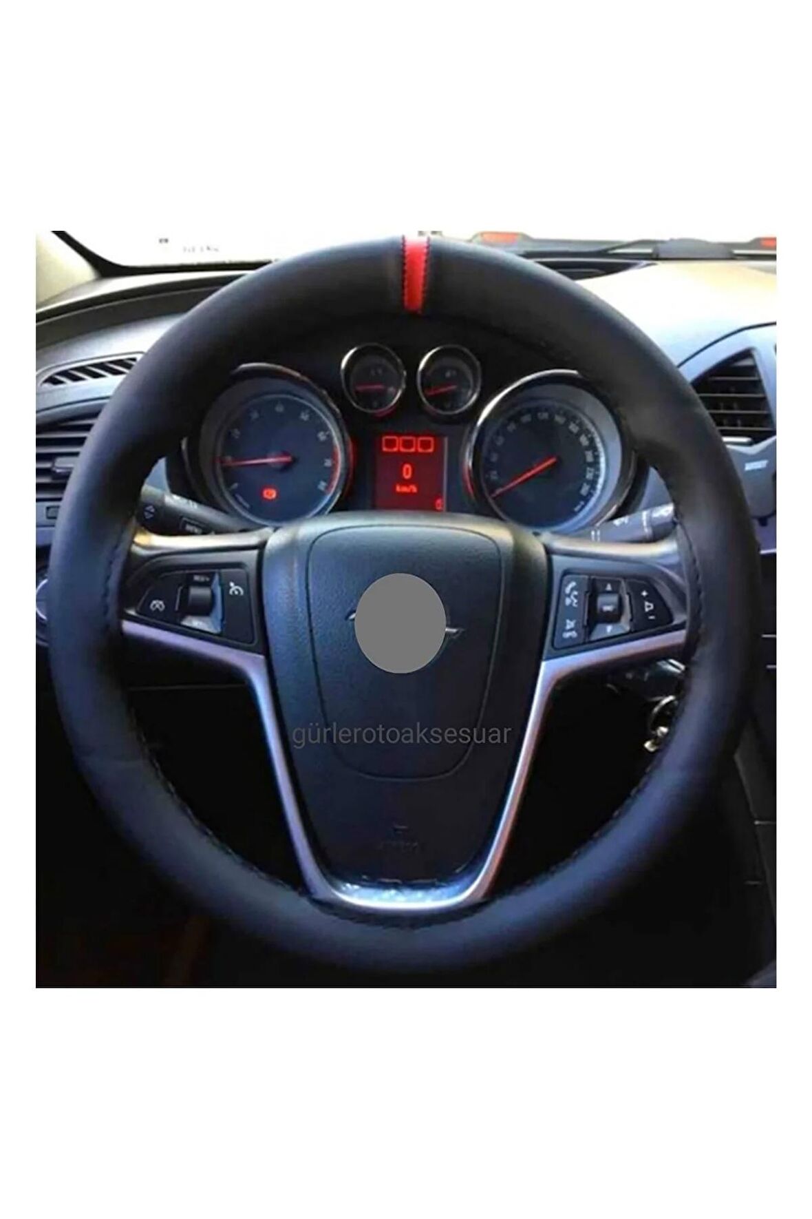 Opel Insignia Uyumlu Dikmeli Direksiyon Kılfı Kırmızı Yüzüklü A Plus