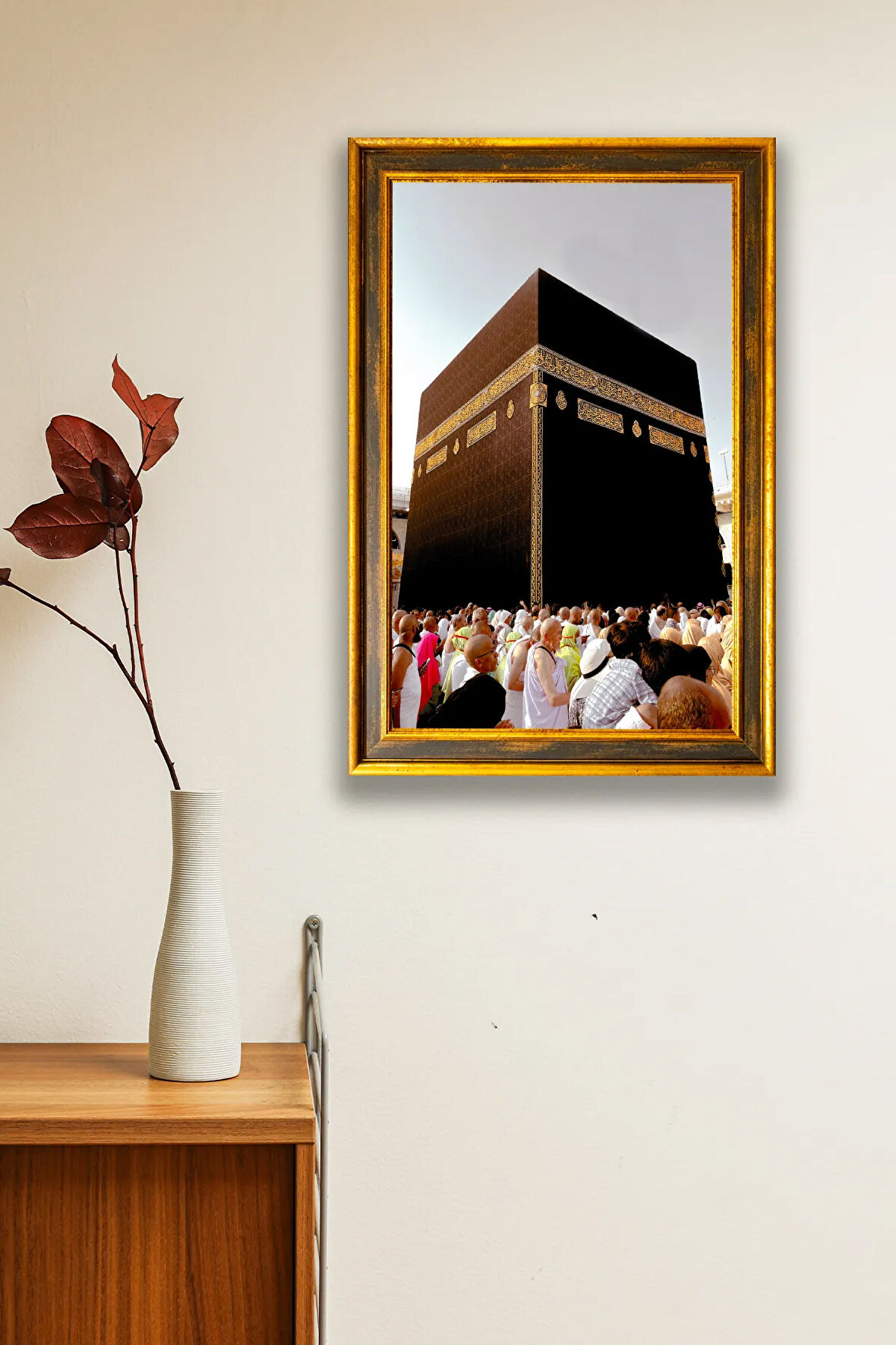 Kâbe Çerçeve Görünümlü Ahşap Islami Tablo, Dini Duvar Dekoru, Ev, Salon, Ofis Dekorasyonu