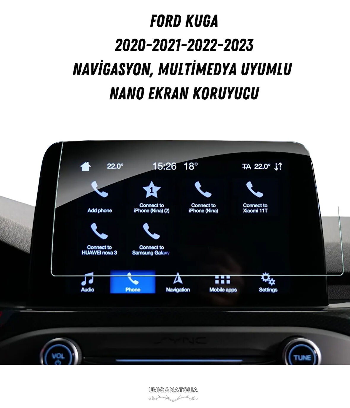 Ford Kuga 2020-2023 Navigasyon ve Multimedya Uyumlu Nano Ekran Koruyucu