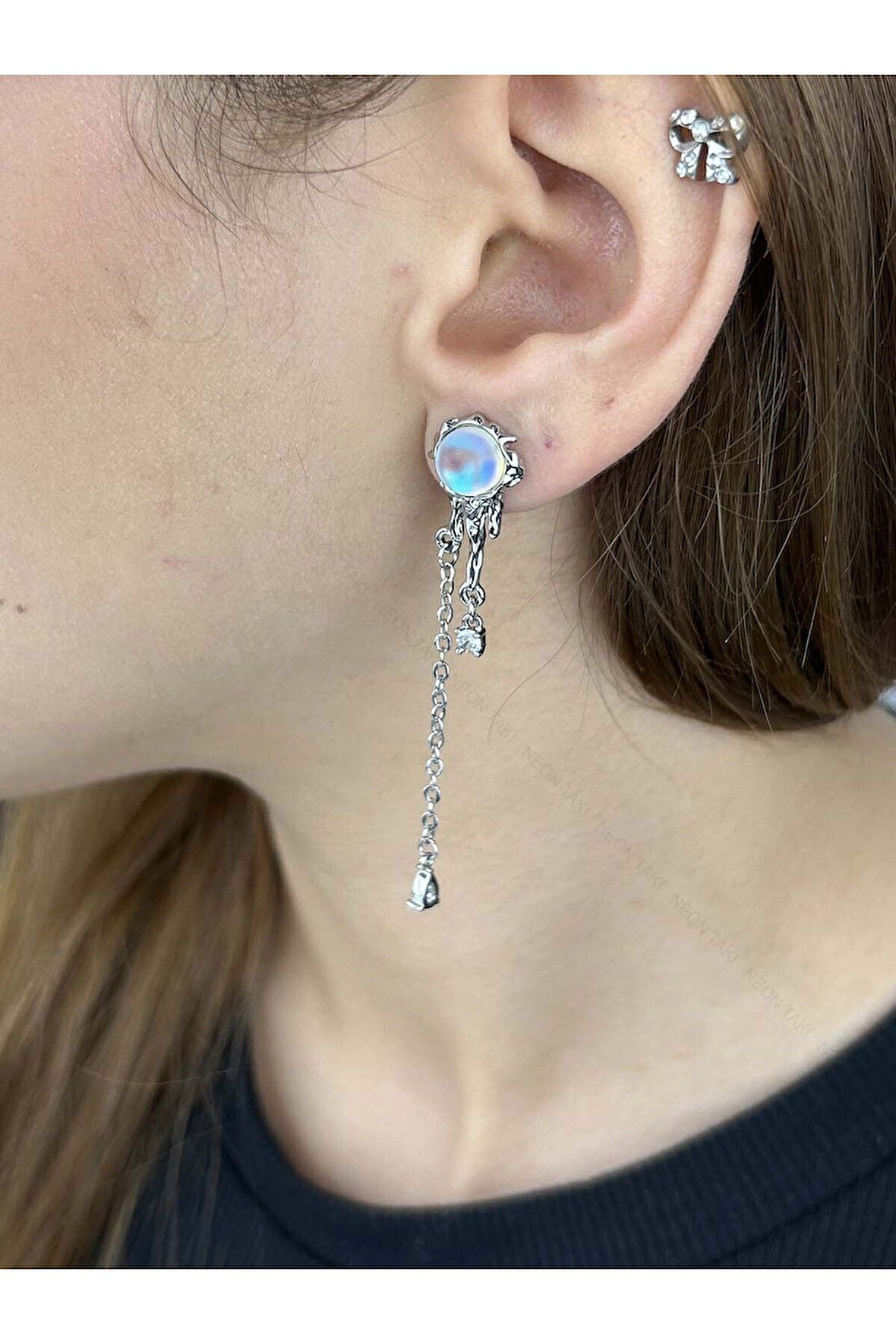 Zirkon Taşlı, Yıldız Figürlü, Küpe 516, Gümüş Renk