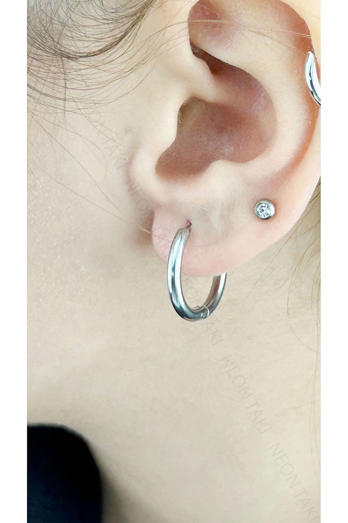 Paslanmaz Halka Küpe 620, Gümüş Renk, Dış Çap 19mm